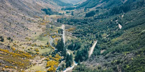 An image depicting the trail Lugnaquilla via Glenmalure and its surrounding area.