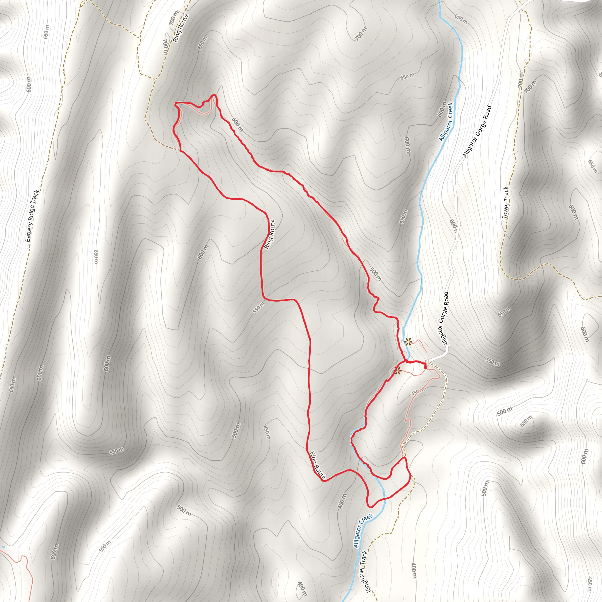 Alligator Gorge Ring Route Hike mobile static map