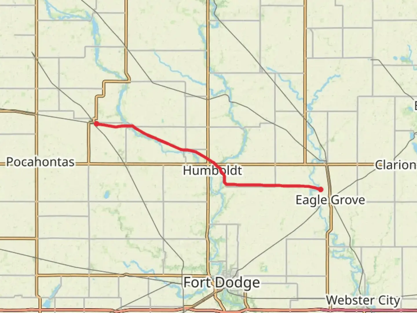 An image depicting the trail Rolfe to Eagle Grove and its surrounding area.