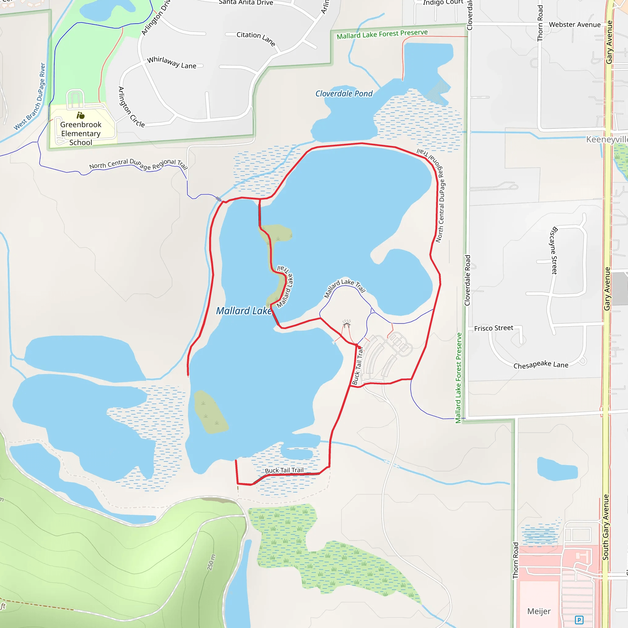 Mallard Lake Trail and North Central DuPage Regional Trail mobile static map