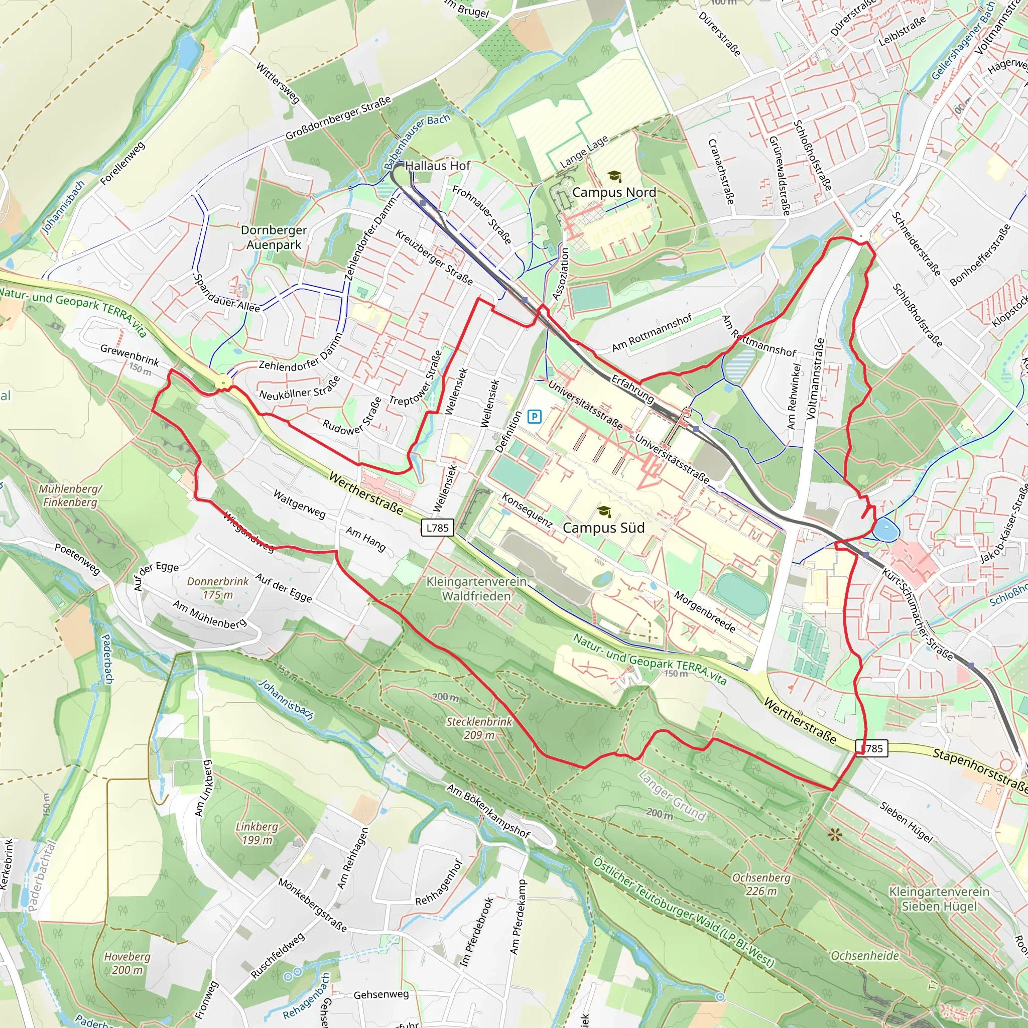 Uni Weg Loop mobile static map