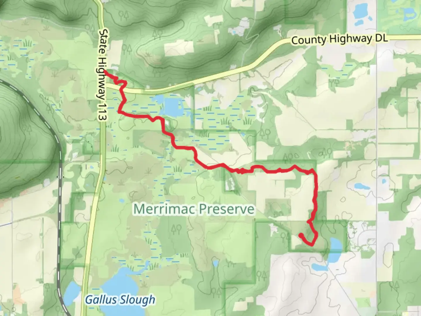 An image depicting the trail Ice Age Trail from Marsh Road and its surrounding area.