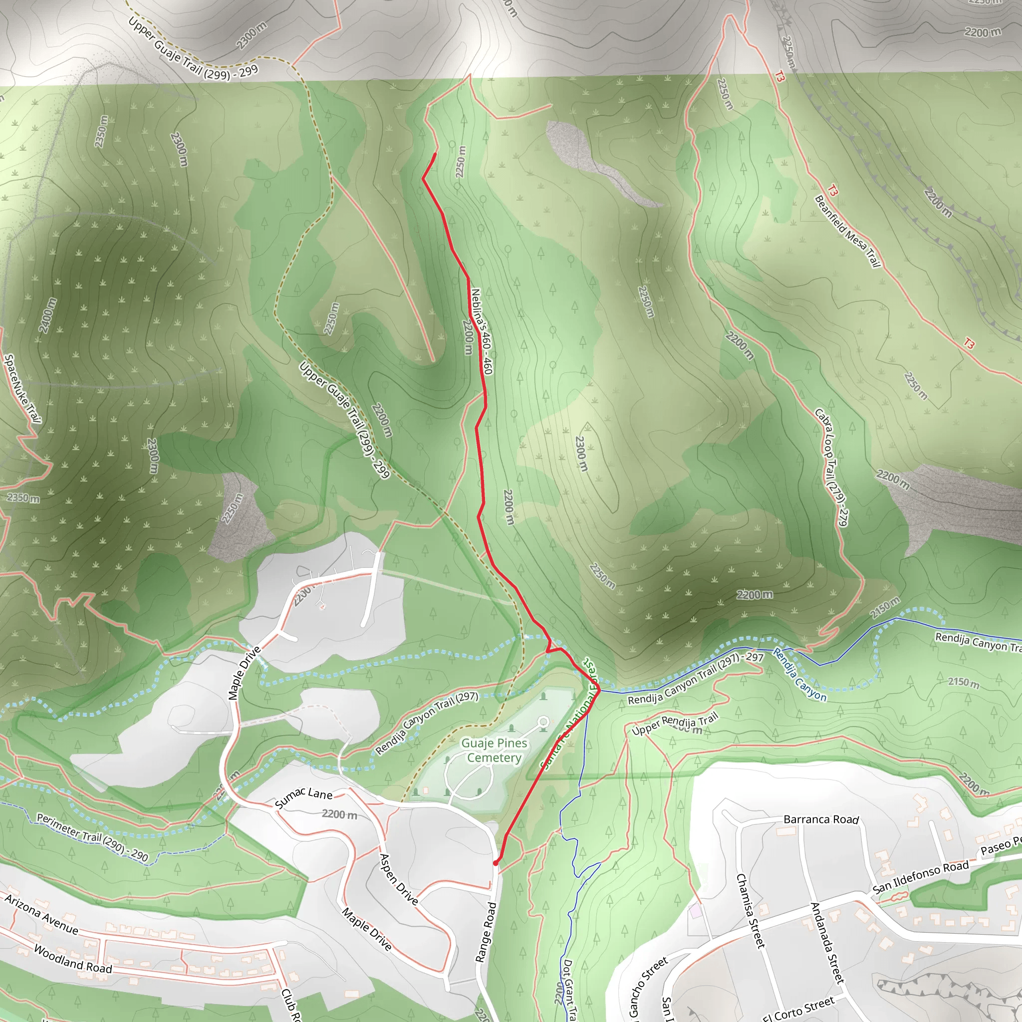Neblina's and Rendija Canyon Trail mobile static map