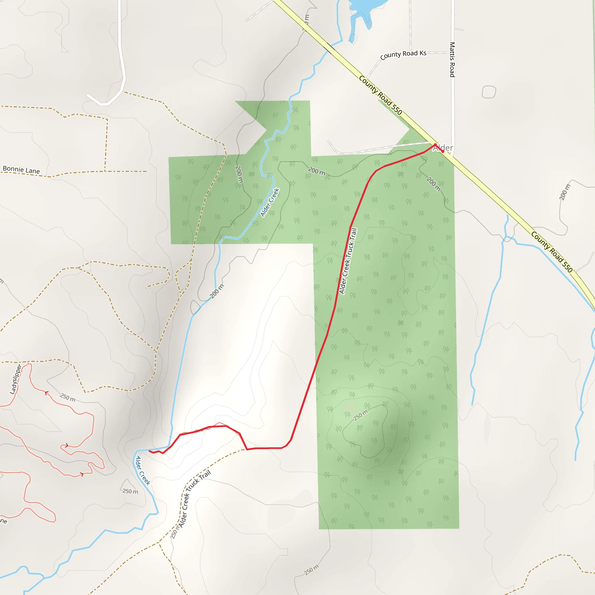 Alder Creek Out and Back mobile static map
