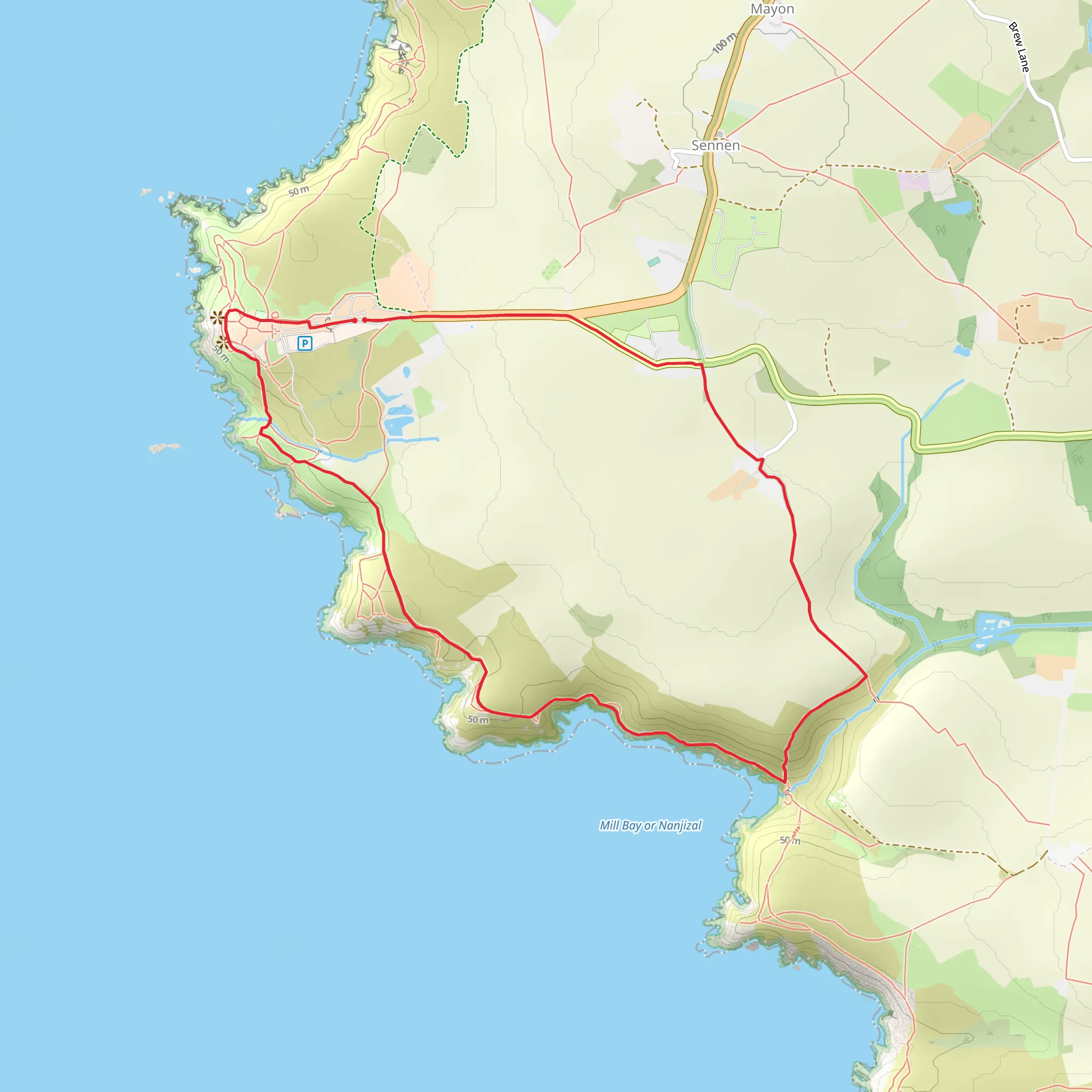 Land's End and Nanjizal Walk mobile static map
