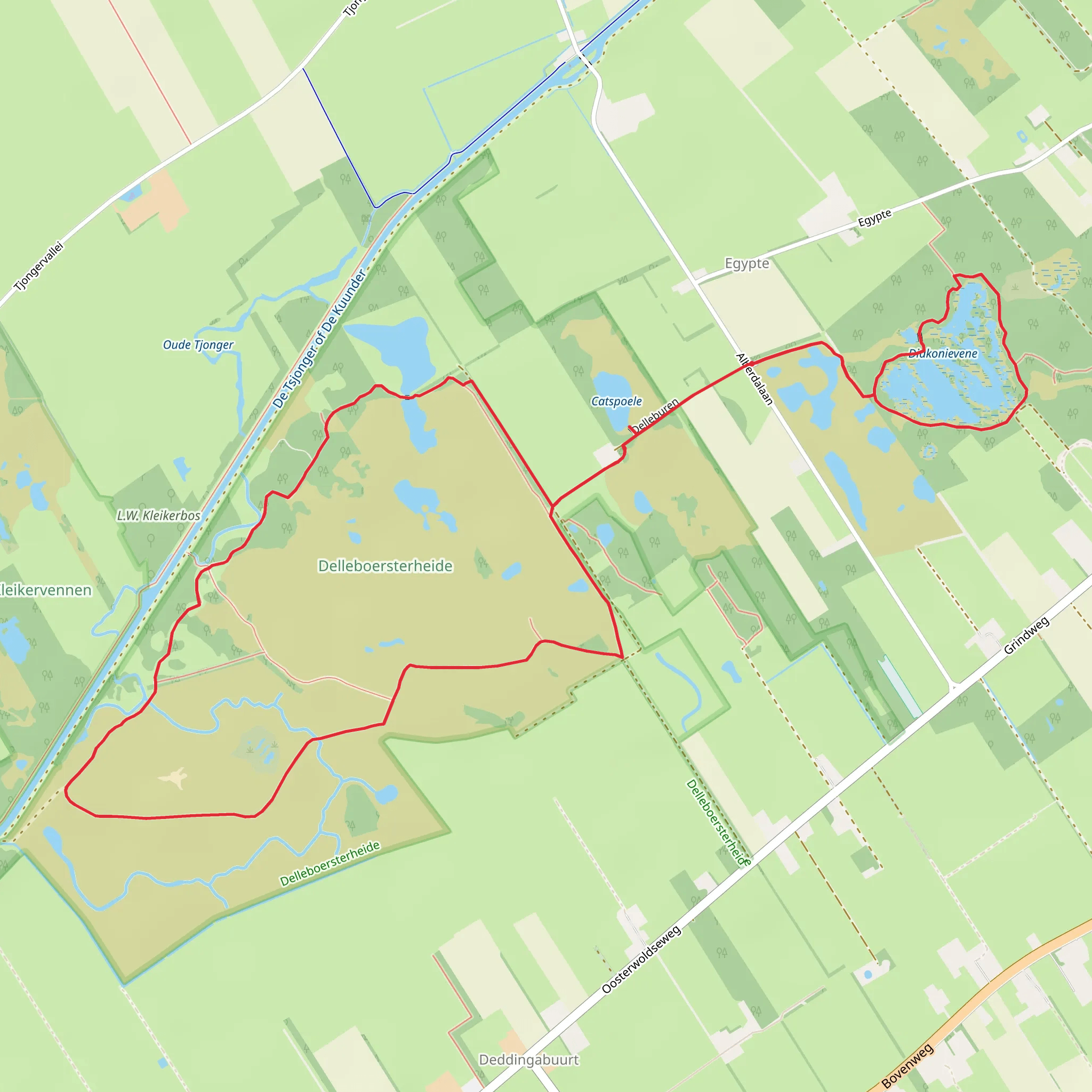 Diakonievene and Xatspoele via Friese Woudenpad mobile static map