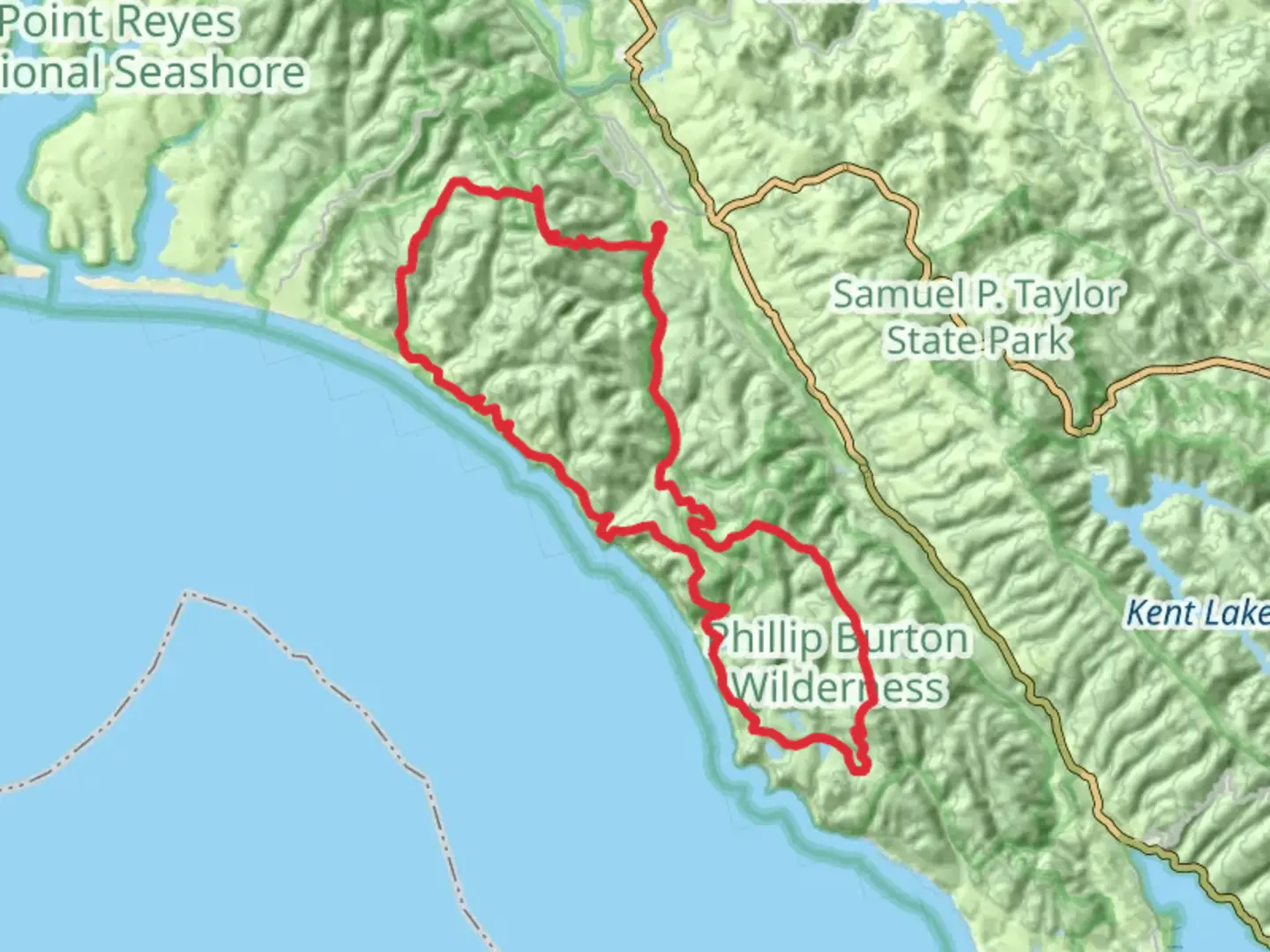 An image depicting the trail Glen Camp, Lake Ranch, Coast and Fire Lane Loop Trail and its surrounding area.