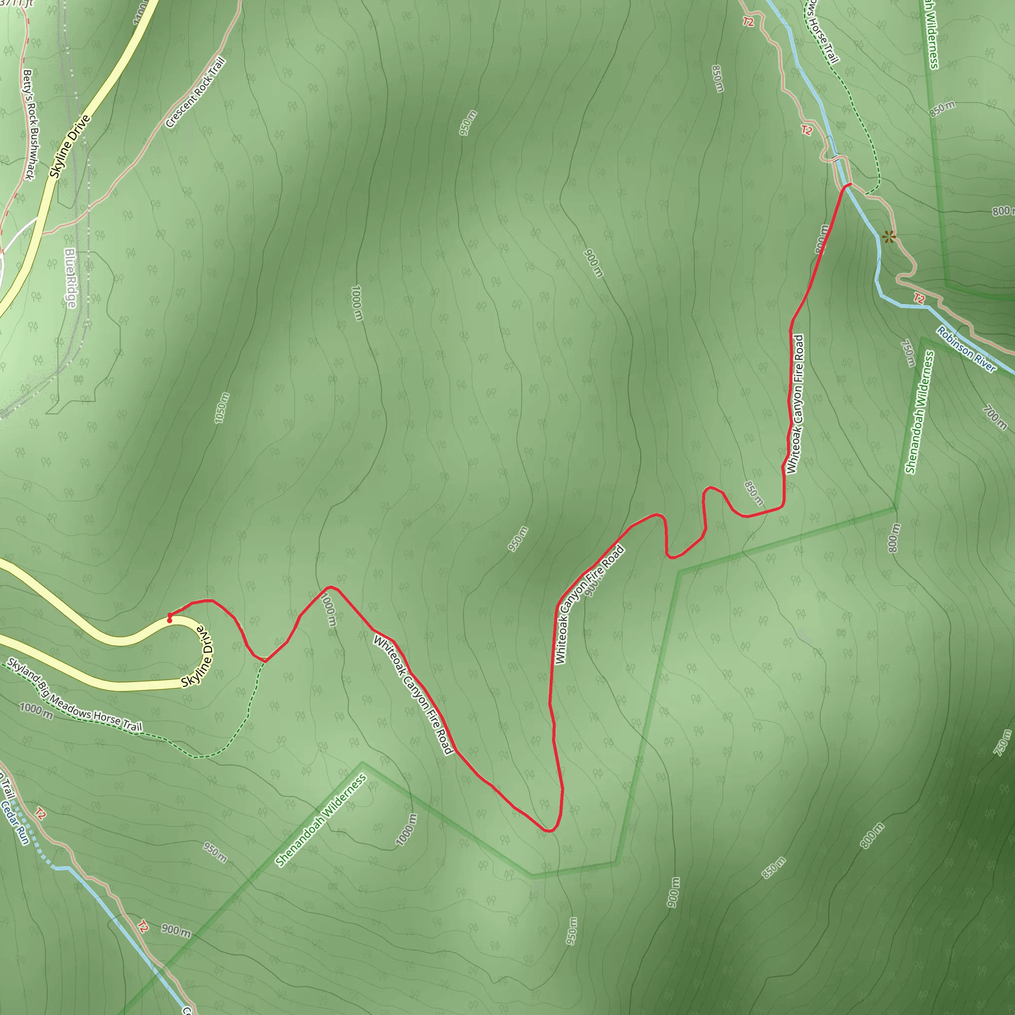 Whiteoak Canyon Fire Road Trail mobile static map