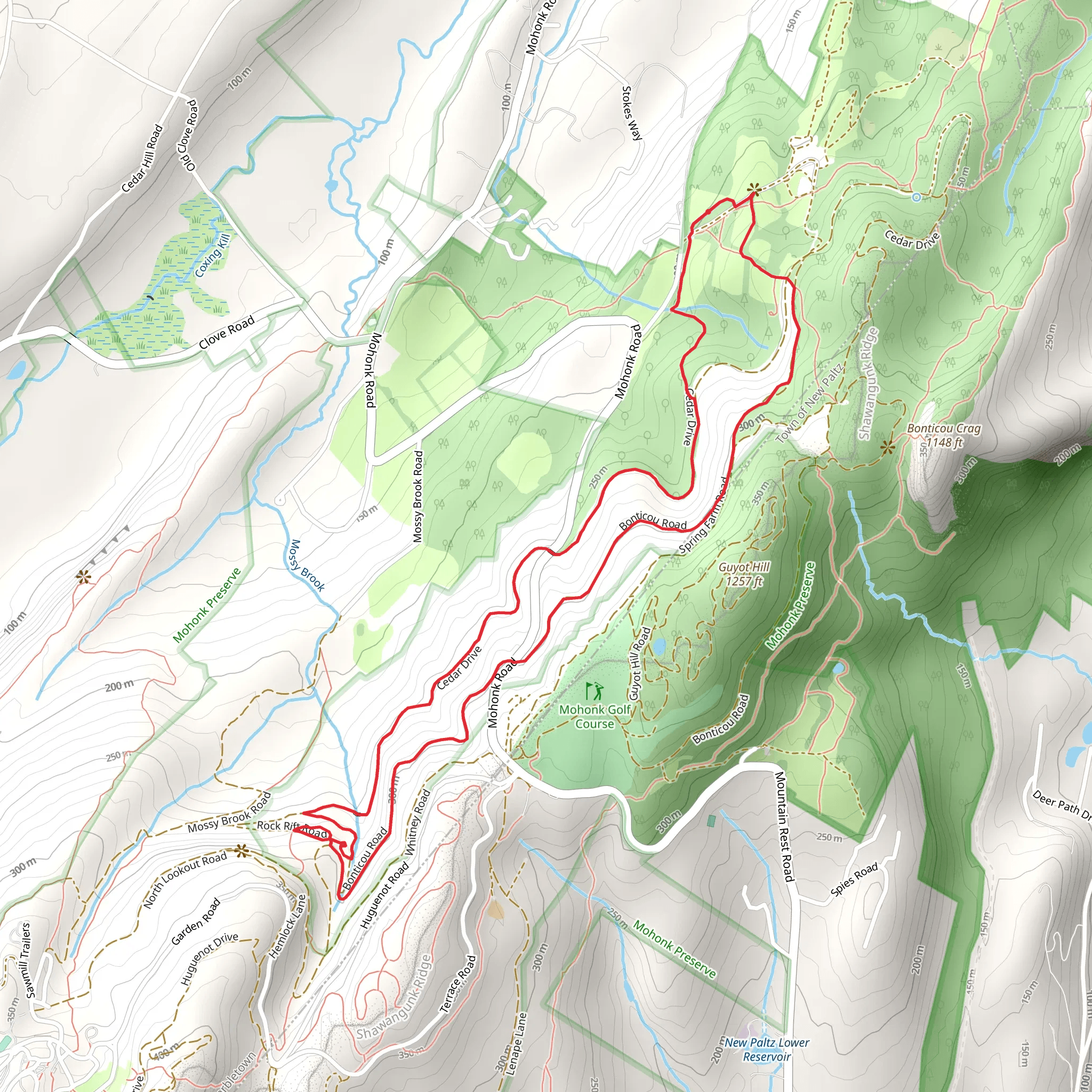 Cedar Drive and Bonticou Path Loop Trail mobile static map