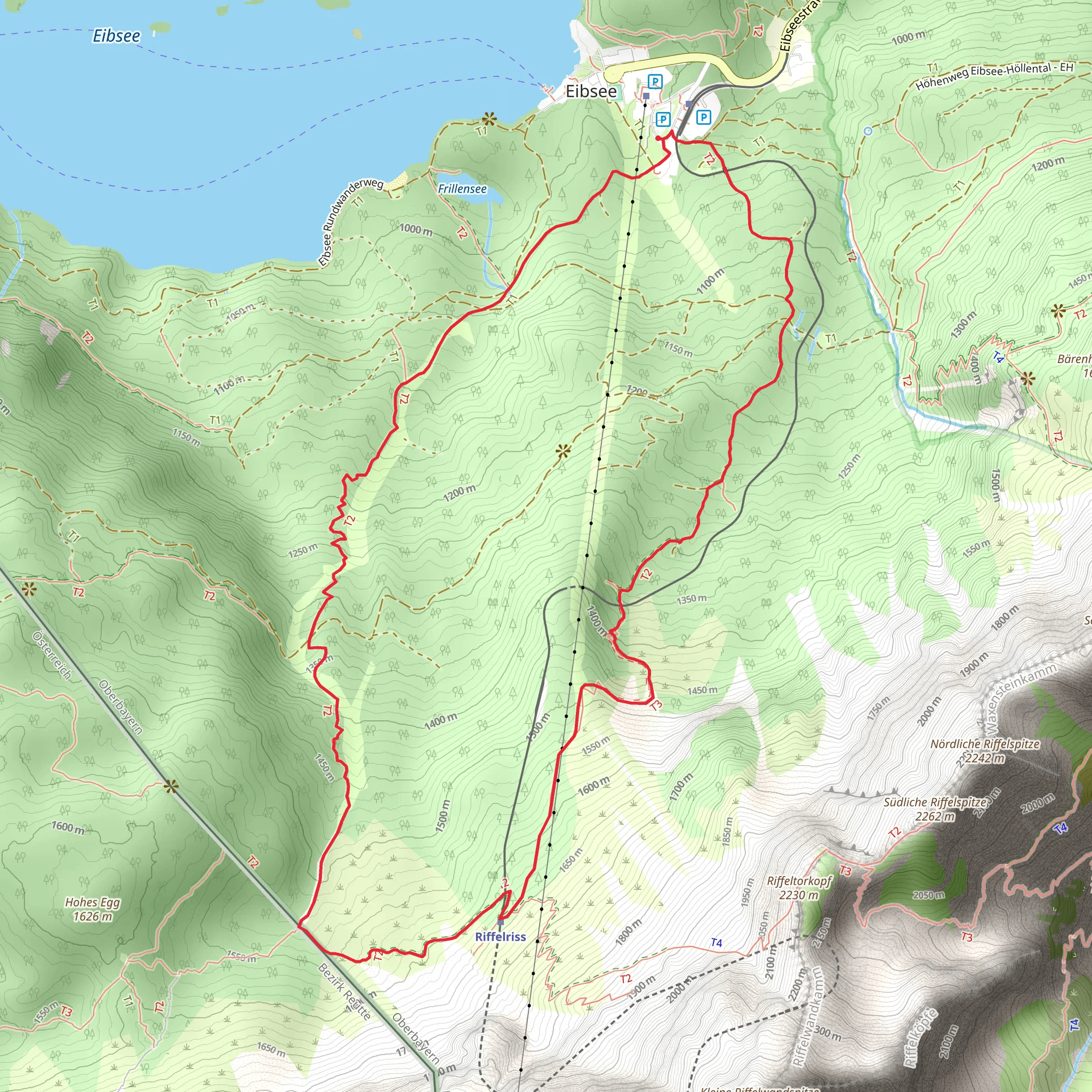 Hinterer Zugwald and Haltepunkt Riffelriß Loop mobile static map