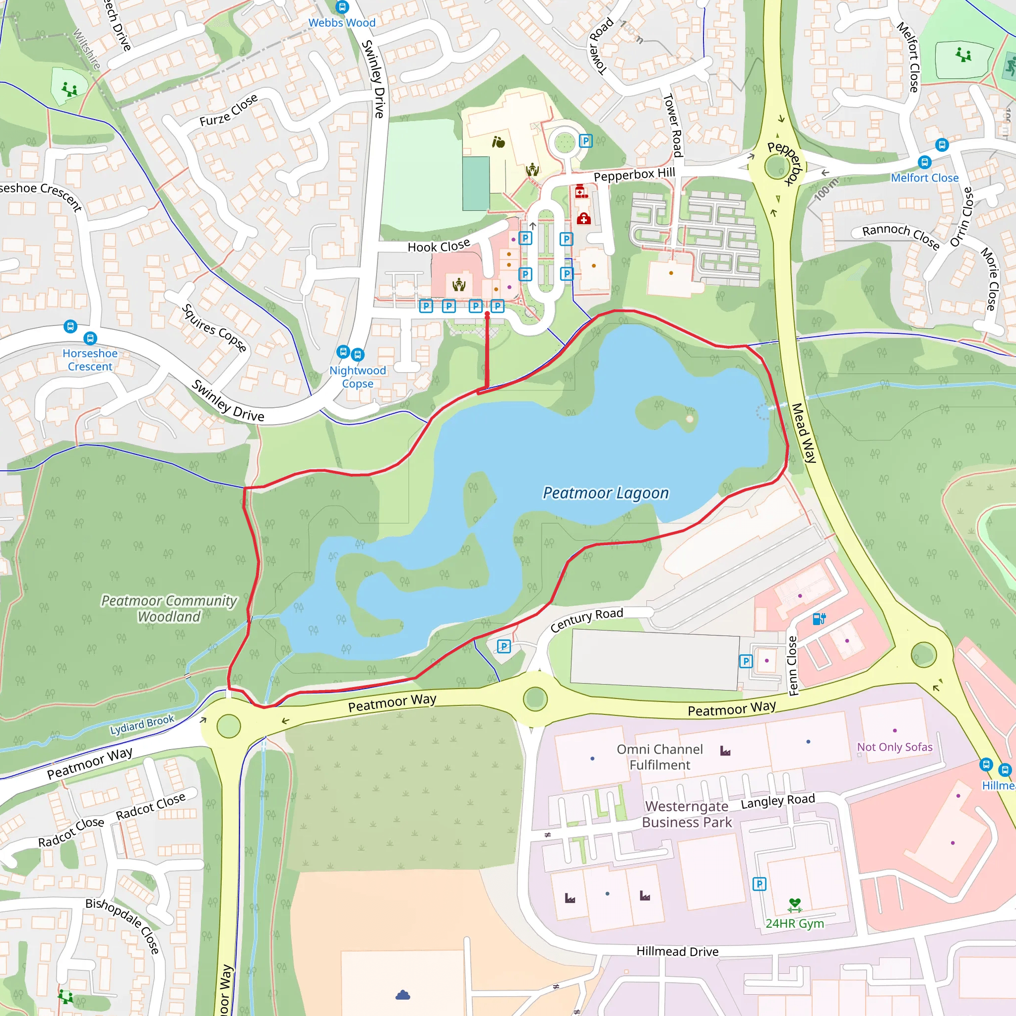 Peatmoor Lagoon Loop mobile static map