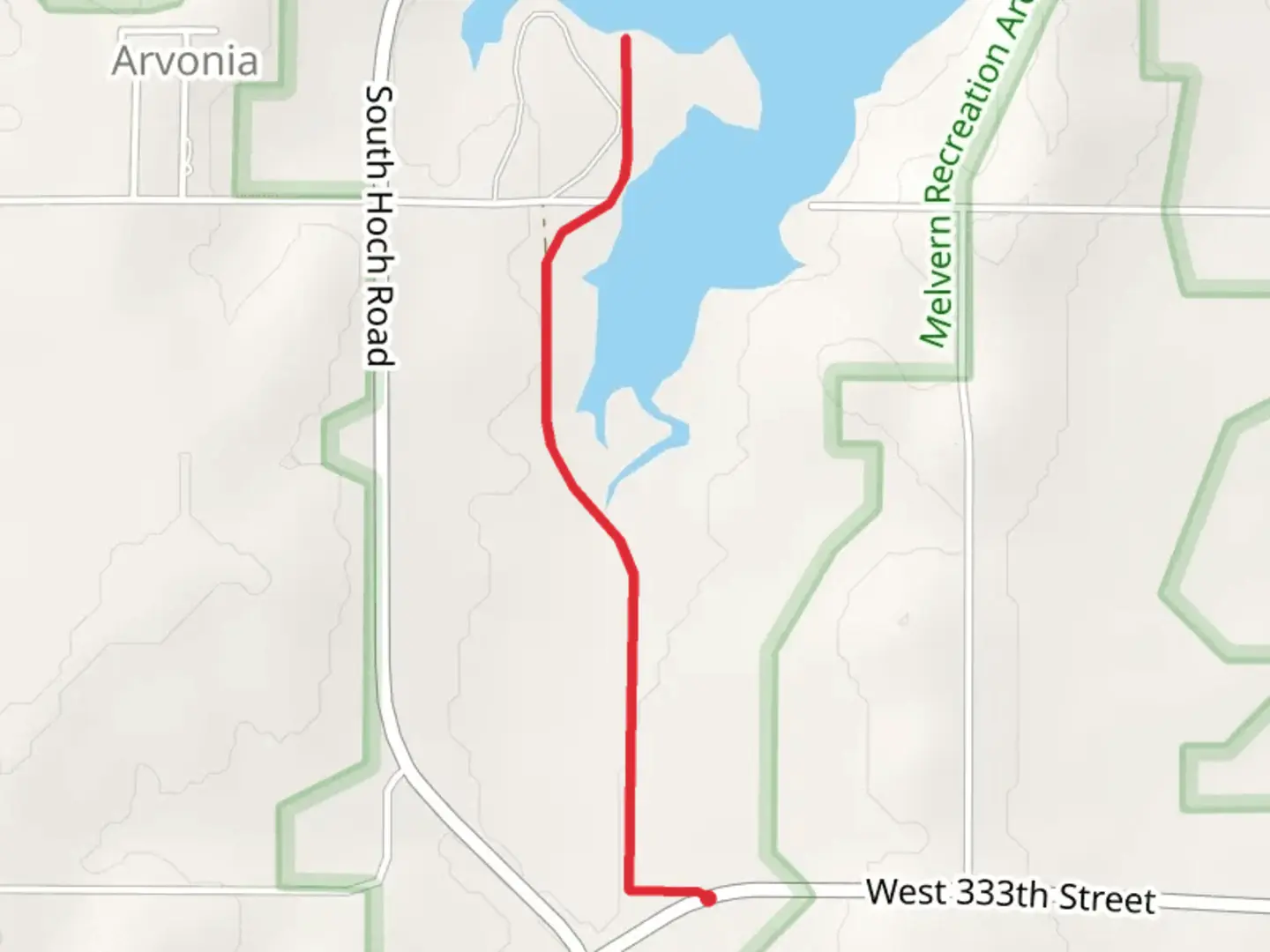An image depicting the trail Melvern Lake - West 333th Street and its surrounding area.