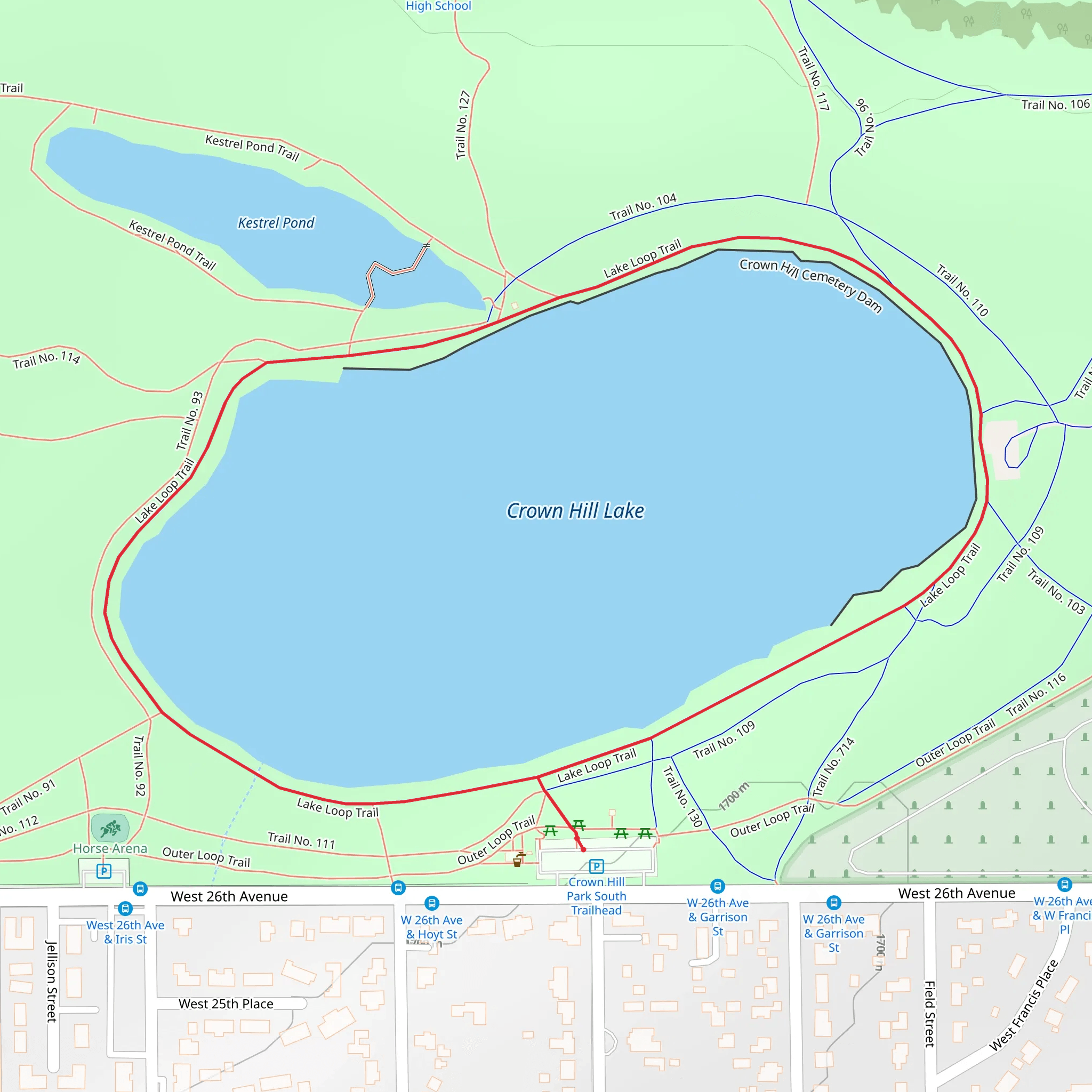 Crown Hill Lake Loop mobile static map