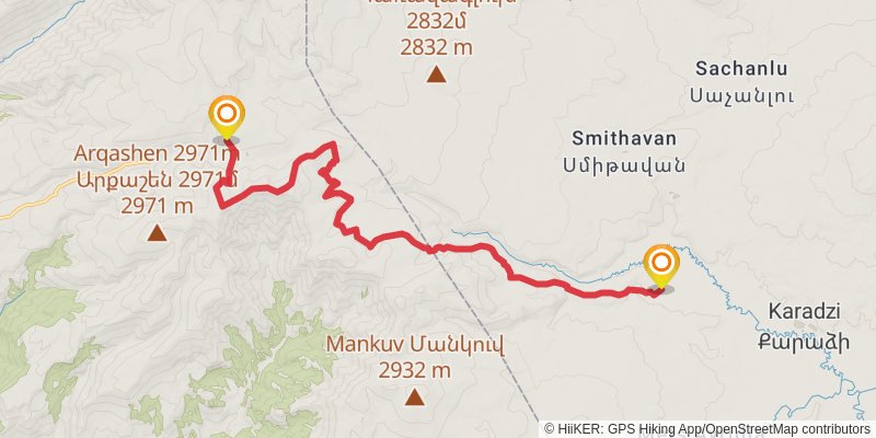 Transcaucasian Trail - Armenia stage 24 Map