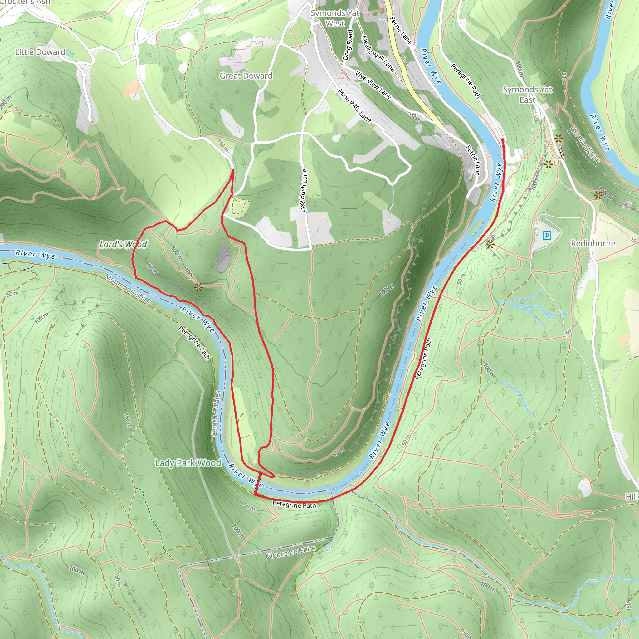Lord's Wood Loop - Symonds Yat East mobile static map