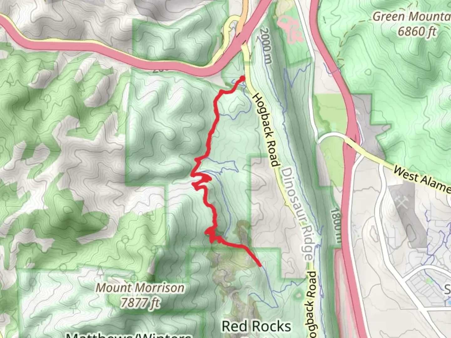 An image depicting the trail Red Rocks Trail and Village Walk and its surrounding area.