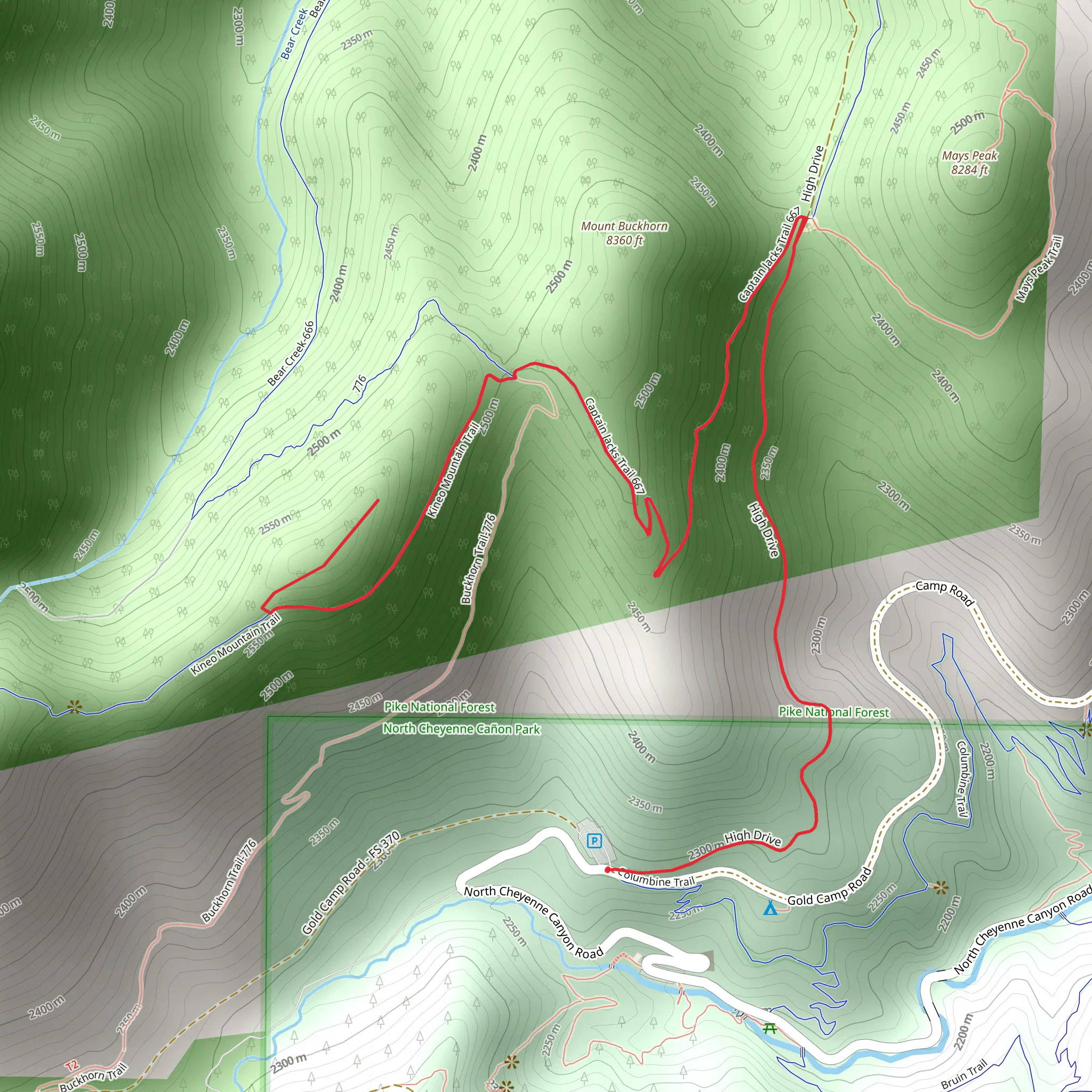 Upper Captain Jacks via High Drive mobile static map