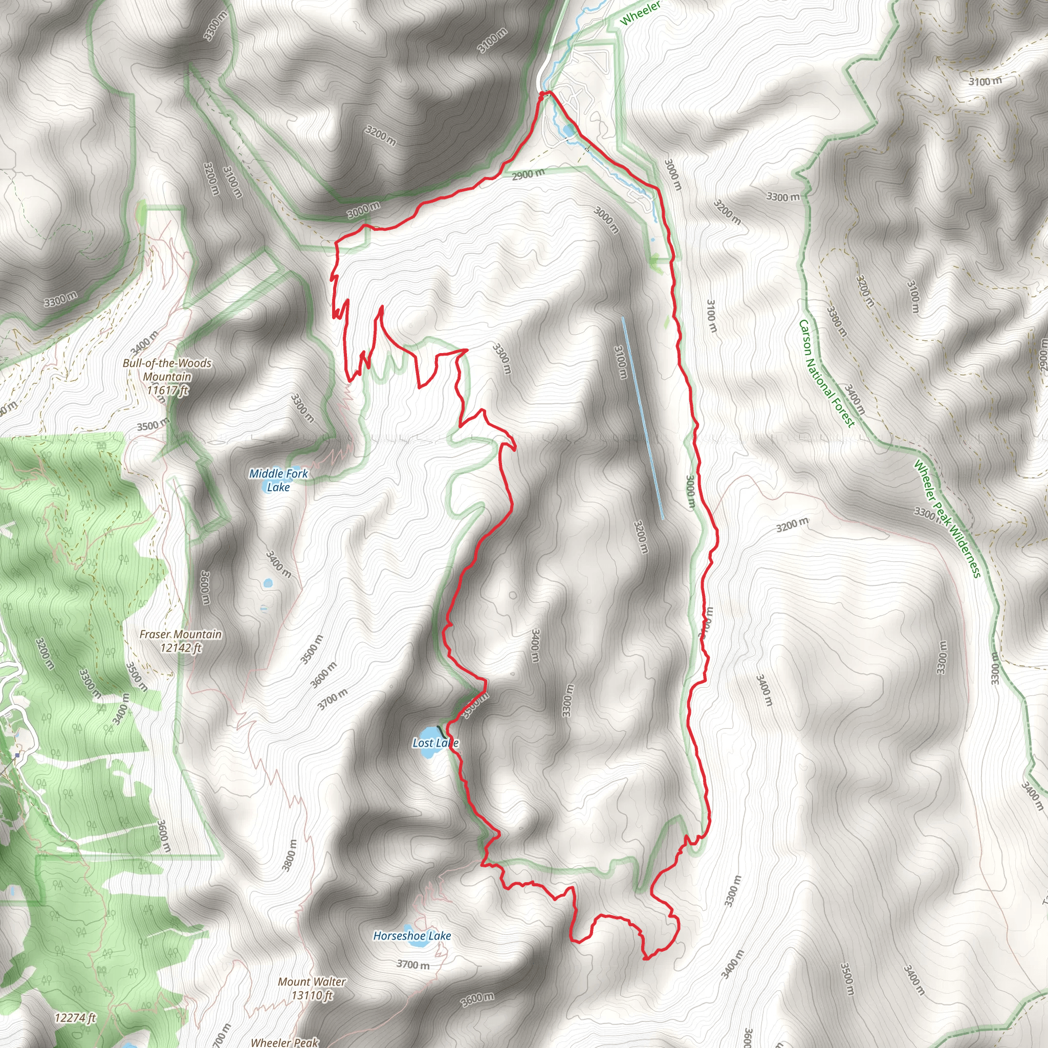 Lost Lake Trail and East Fork Loop Trail mobile static map