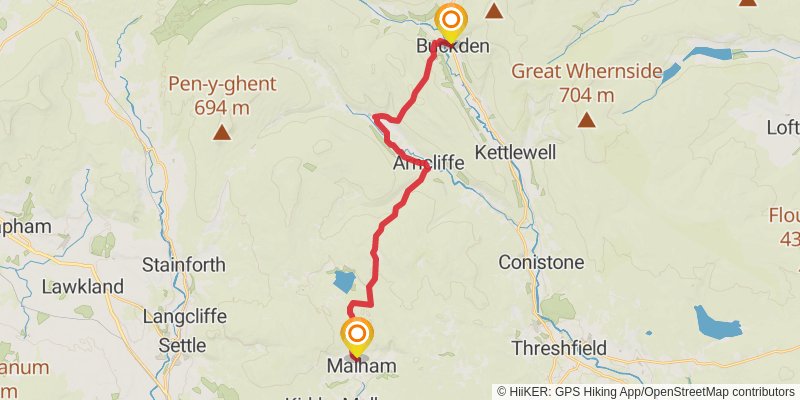 Greta Bridge to Skipton via Dales Way stage 4 Map