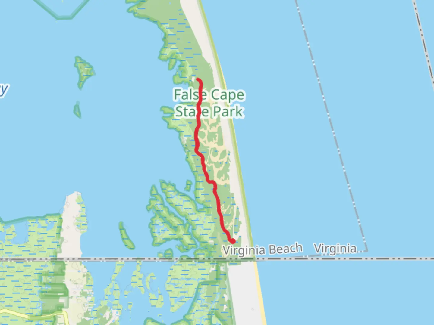 An image depicting the trail False Cape Interior Trail and its surrounding area.