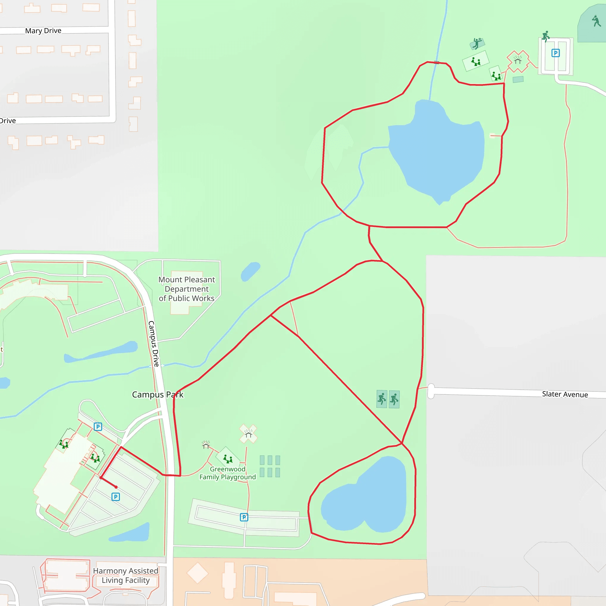 Campus Park and Smolenski Park Loop mobile static map