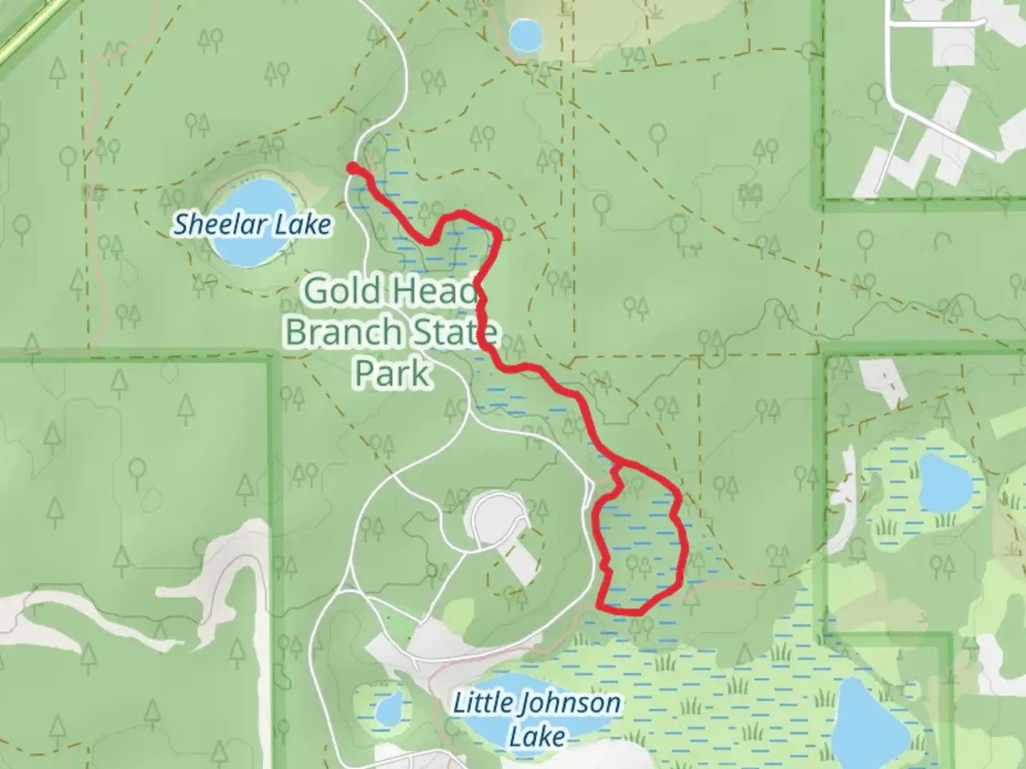 An image depicting the trail Ridge Trail and Loblolly Trail Loop and its surrounding area.