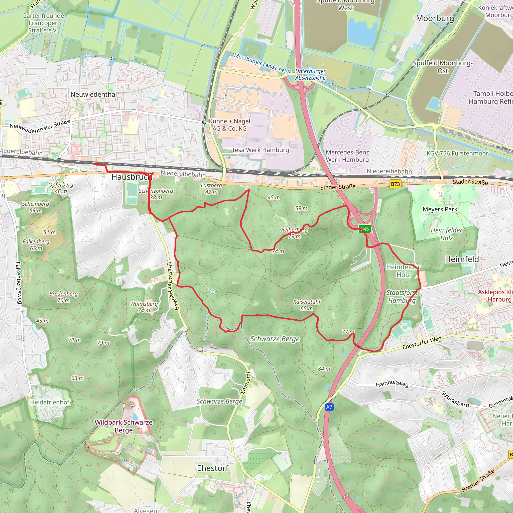 Reiherberg via Reiherbergstieg and Wanderweg 23 mobile static map