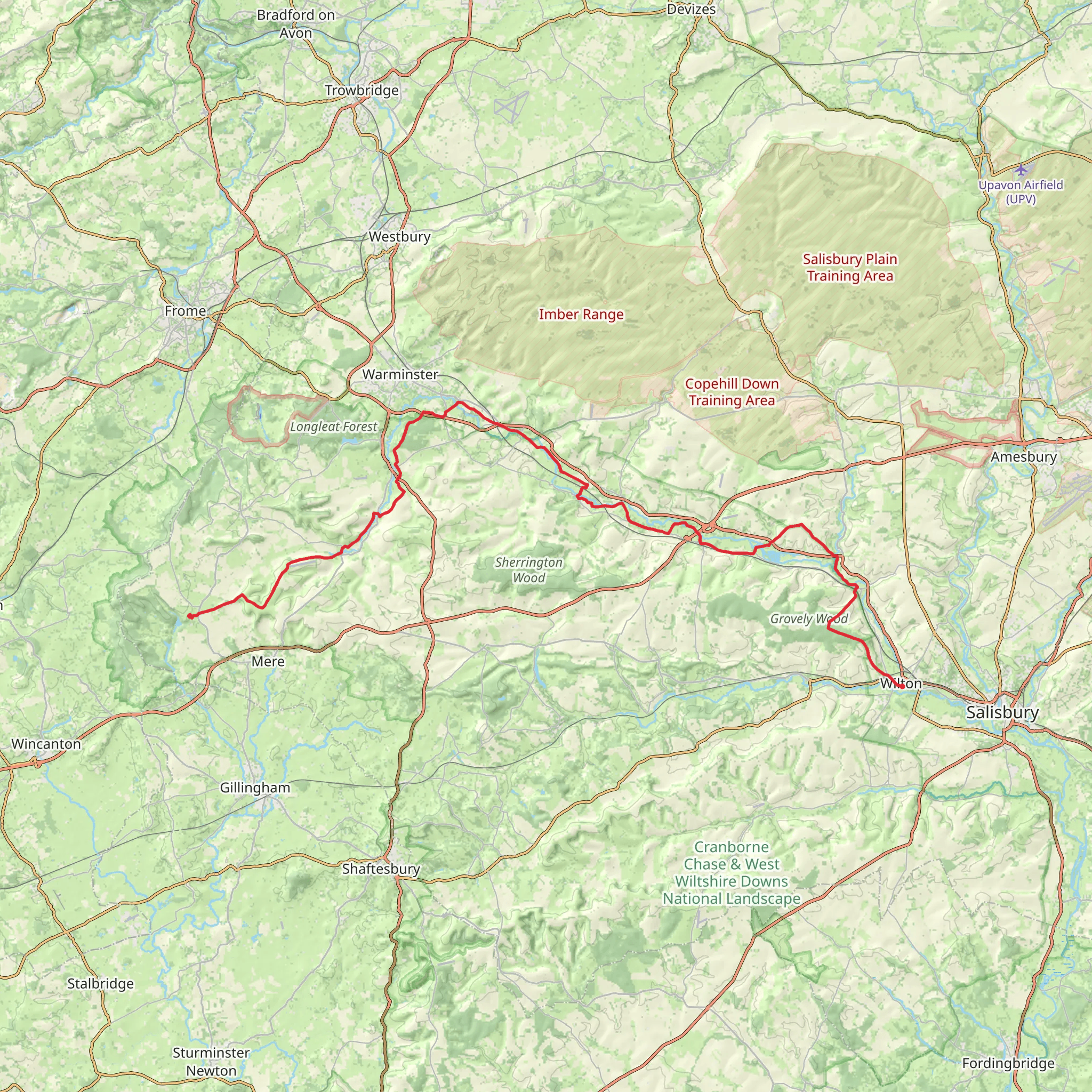 Stourhead to Wilton House Park Walk mobile static map