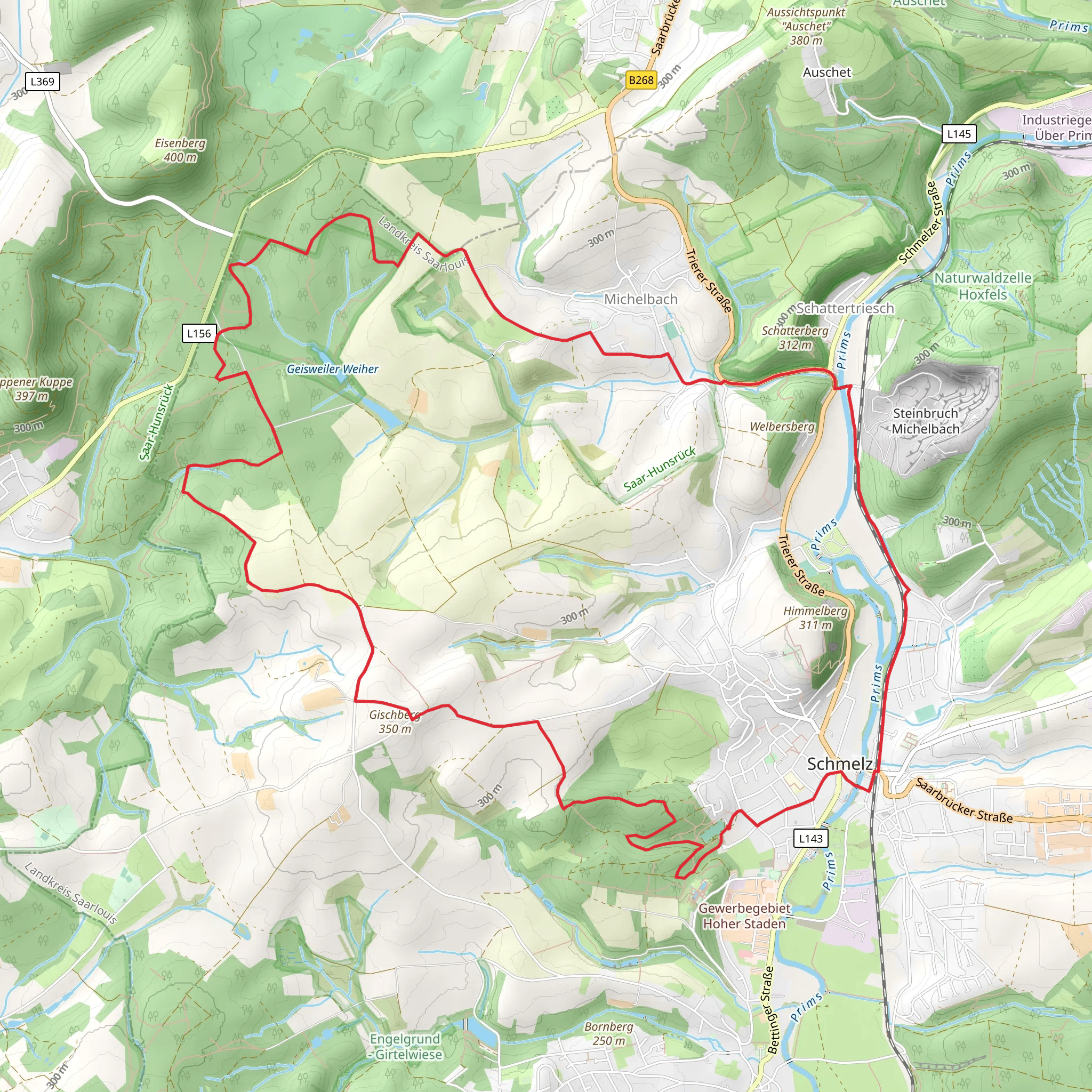 Schmelz and Gerichtslinde Loop mobile static map