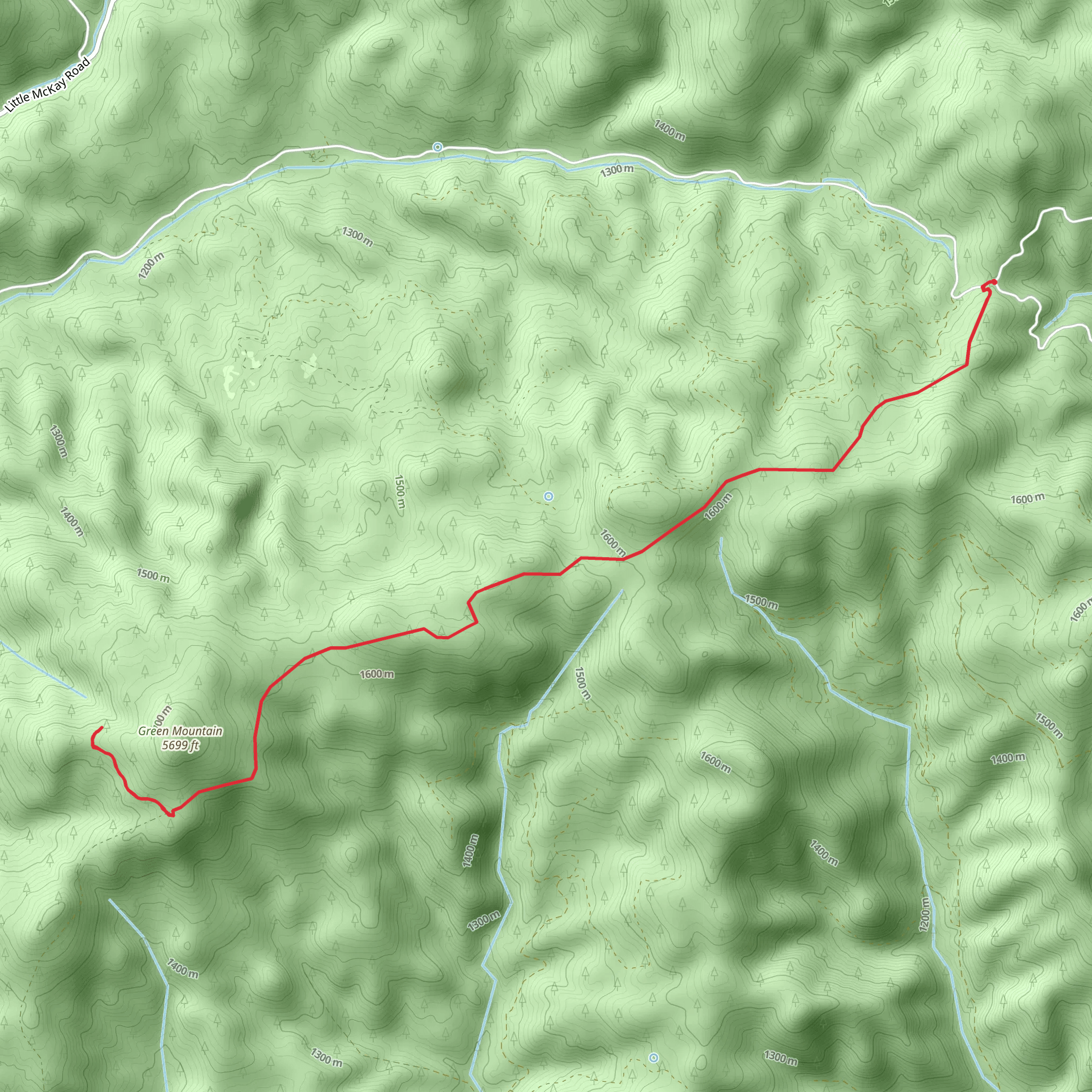 Green Mountain Out and Back mobile static map