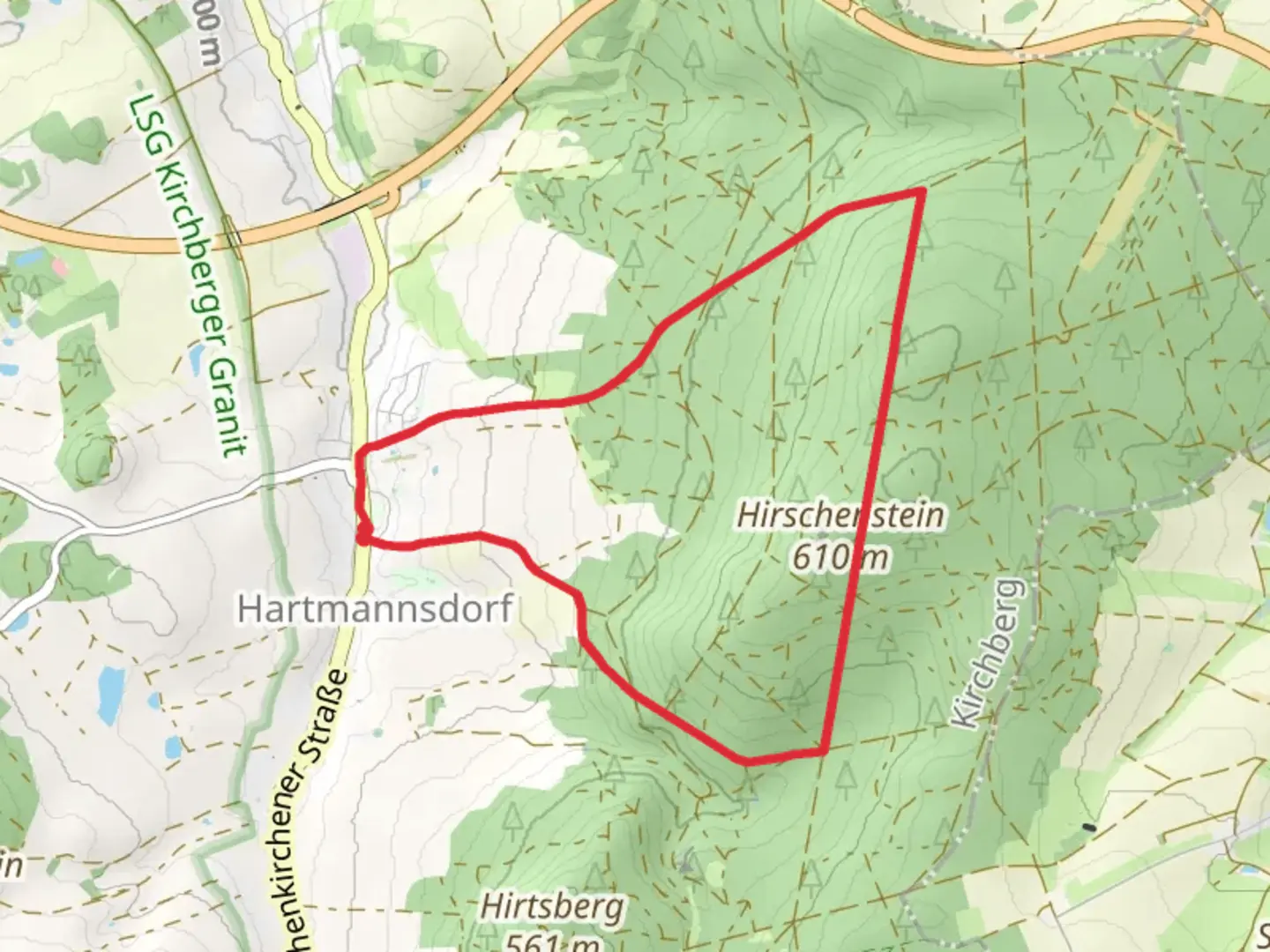 An image depicting the trail Fürstenweg and Krummer Weg Loop and its surrounding area.