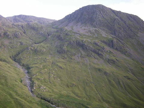 An image depicting the trail Scafell Pike and Lingmell Loop and its surrounding area.