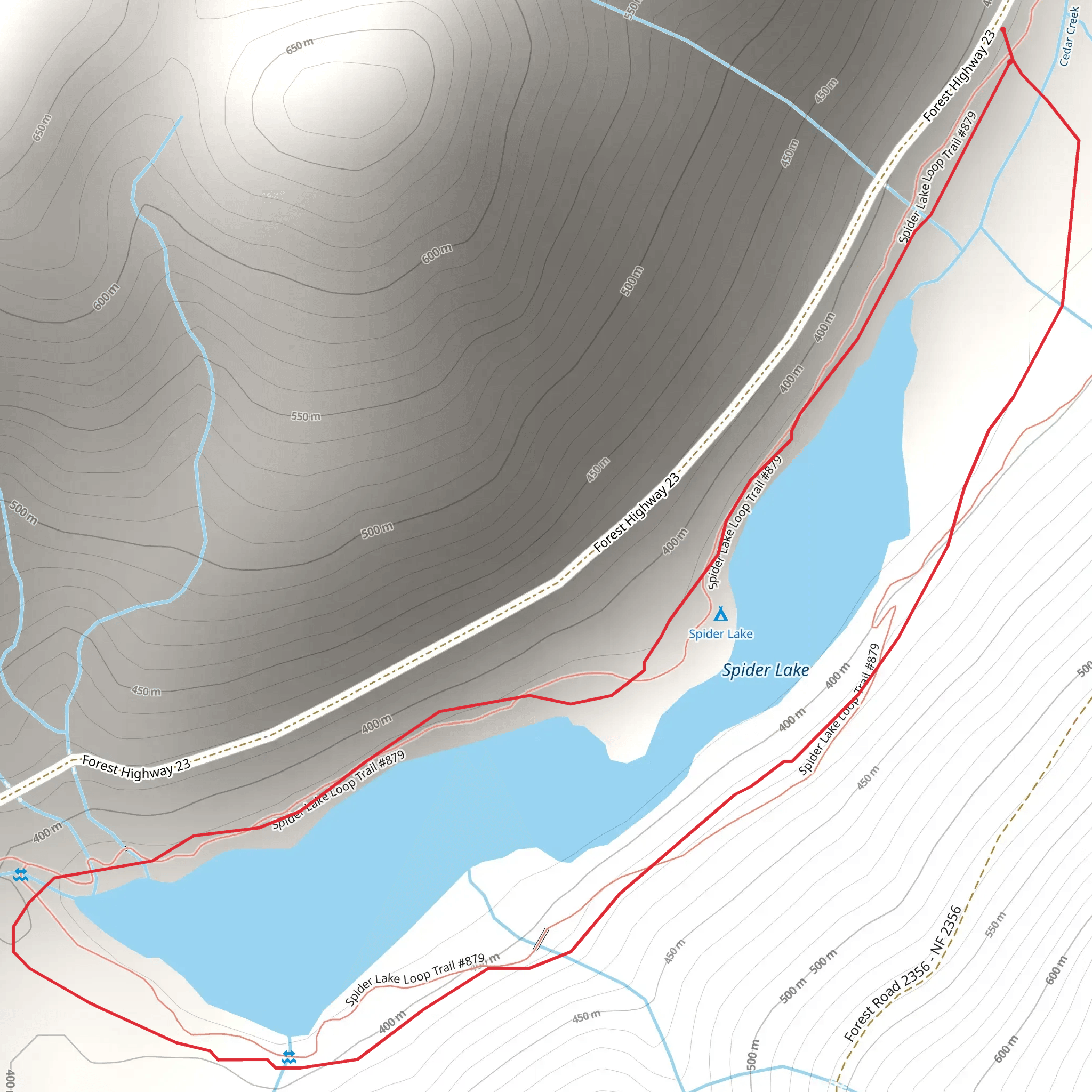 Spider Lake Trail mobile static map