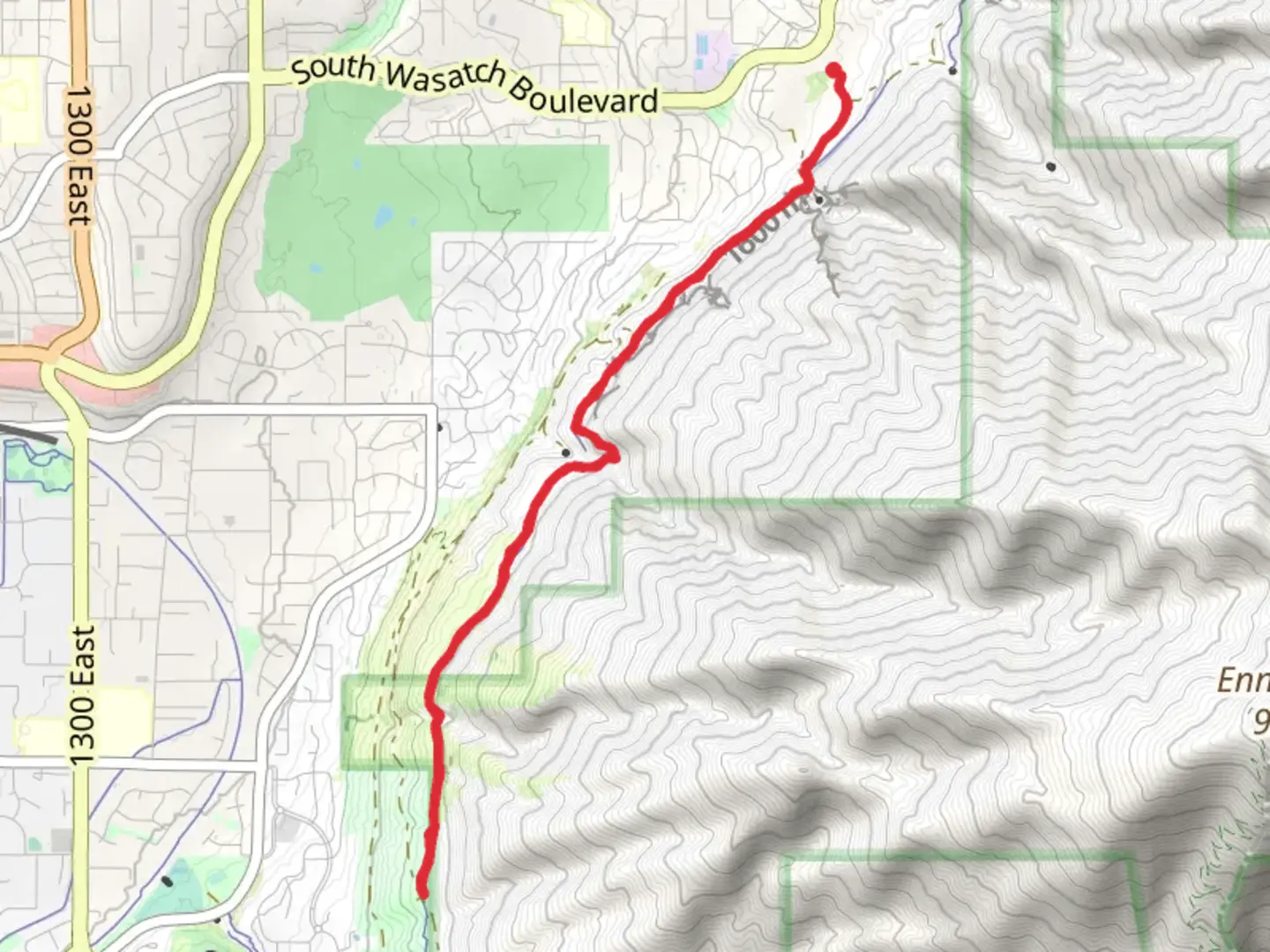 An image depicting the trail Bonneville Shoreline Trail from Hidden Valley Park and its surrounding area.