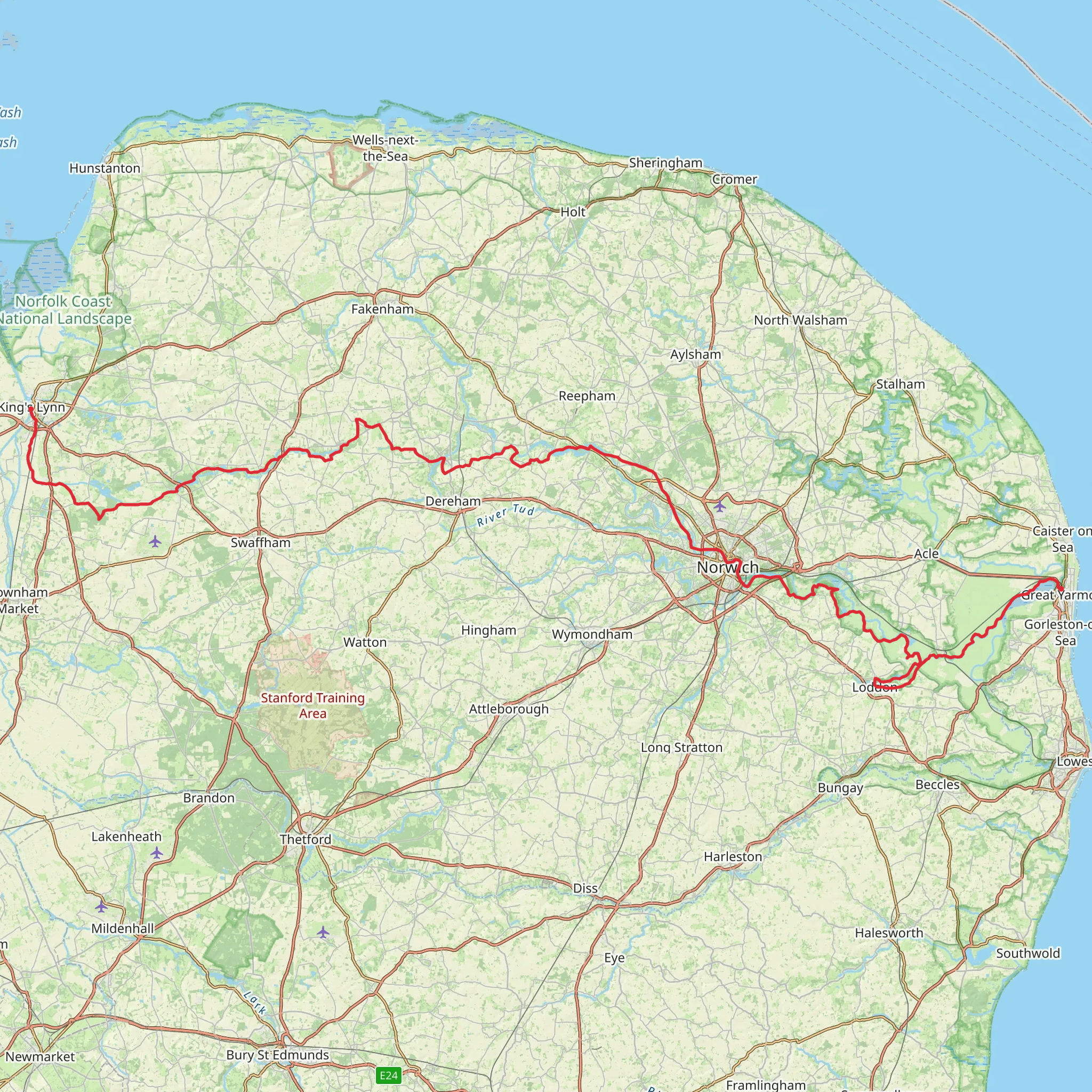 Cross Norfolk Trail mobile static map