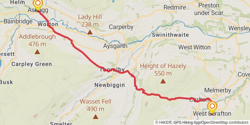 Kirkby Stephen to Masham via Six Dales Way stage 3 Map