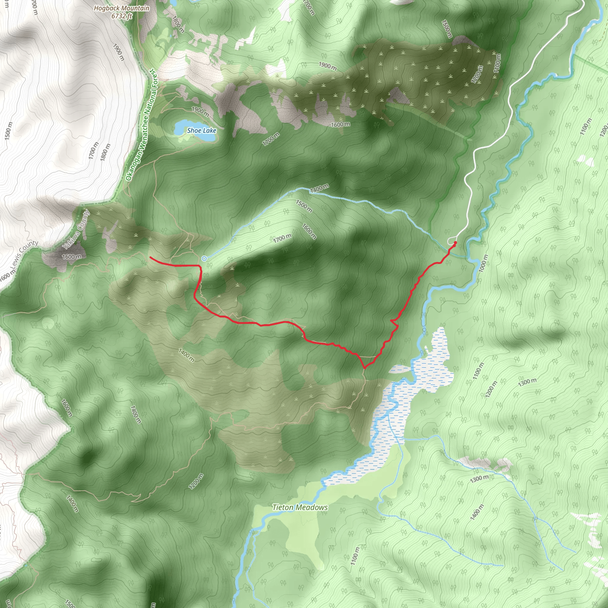 Hidden Springs via North Fork Tieton Trail mobile static map