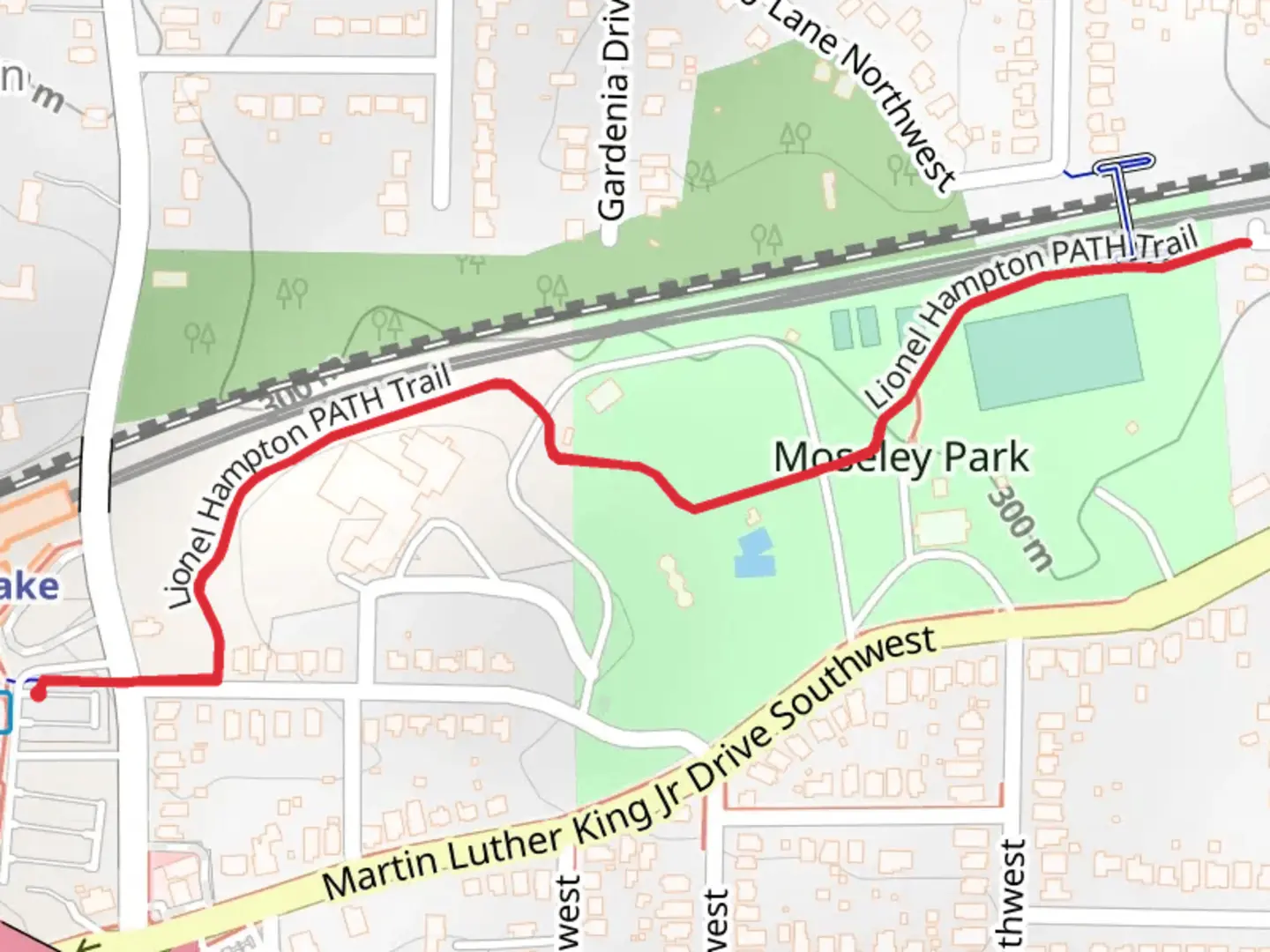 An image depicting the trail Lionel Hampton Path Trail and its surrounding area.
