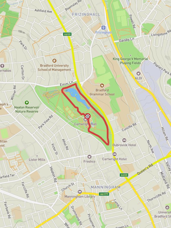 Lister Park and Mughal Water Gardens Loop mobile static map