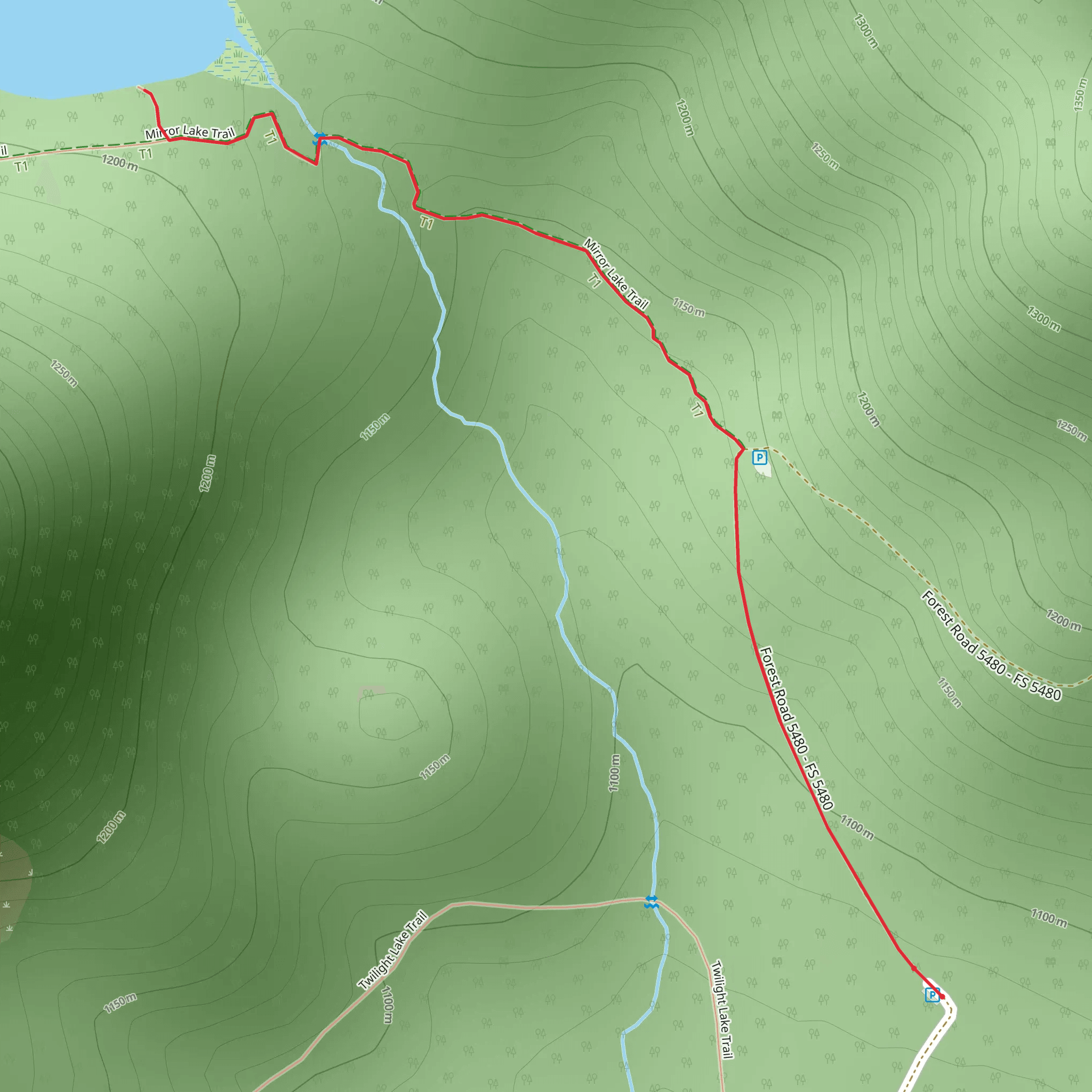 Cottonwood Lake Trail mobile static map