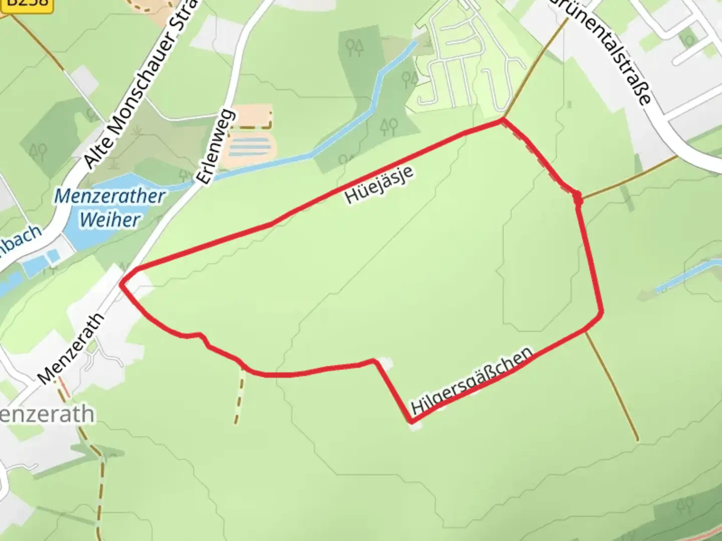 An image depicting the trail Auf der Höhe Loop and its surrounding area.