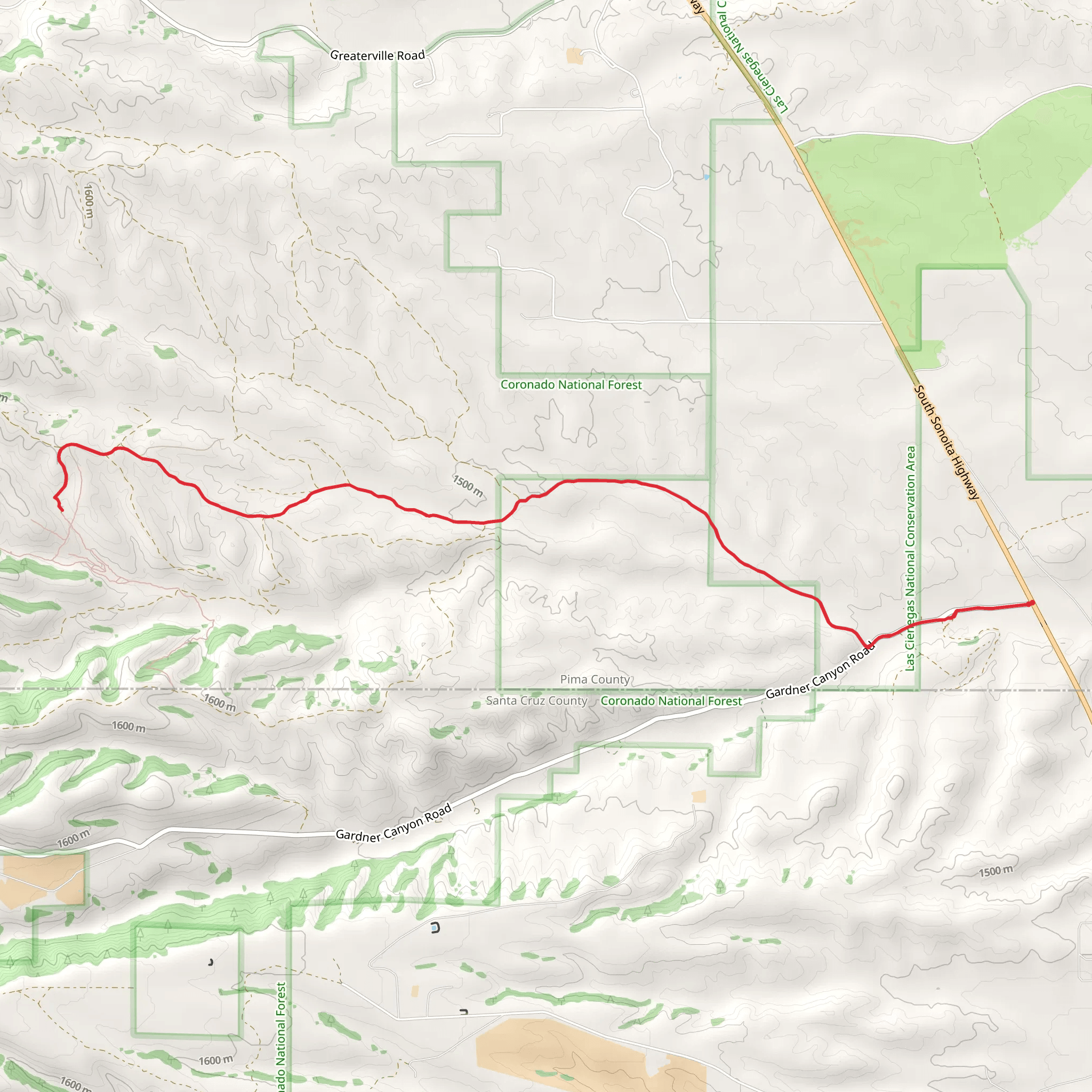 South Sonoita Highway to Kentucky Camp mobile static map