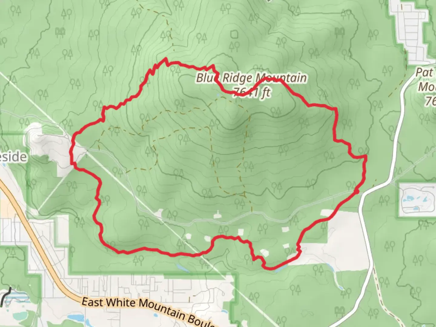 An image depicting the trail Blue Ridge Mountain and Blue Ridge Trail Loop and its surrounding area.