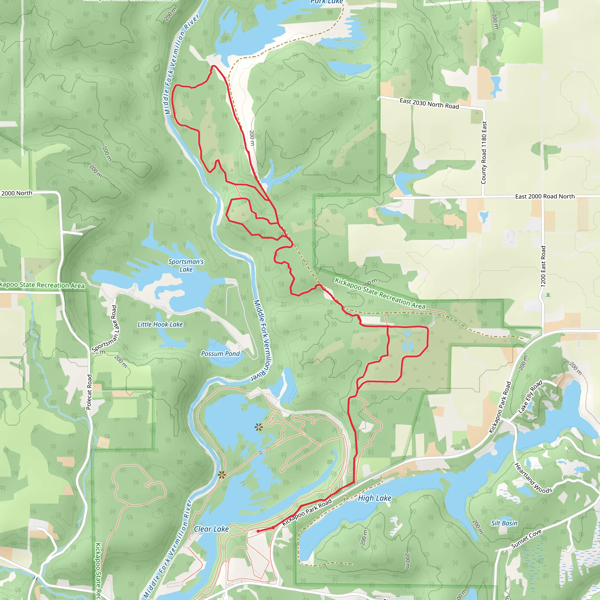 Middle Fork Vermilion River - Out and Back Trail mobile static map