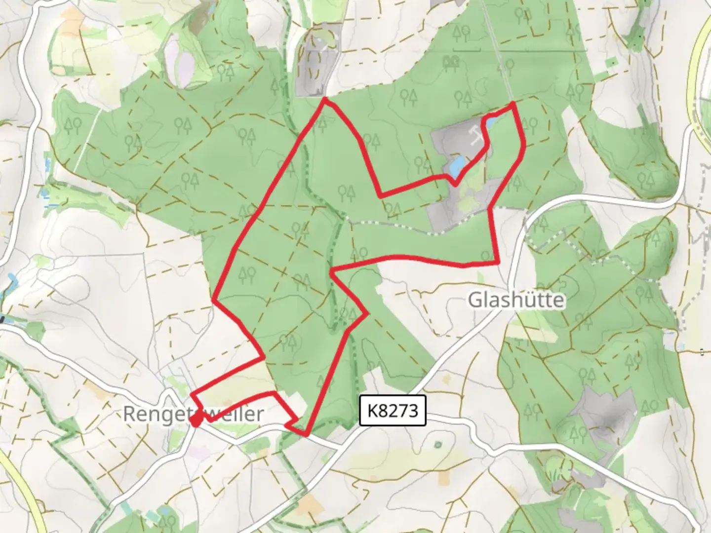 An image depicting the trail Rengetsweiler Loop and its surrounding area.