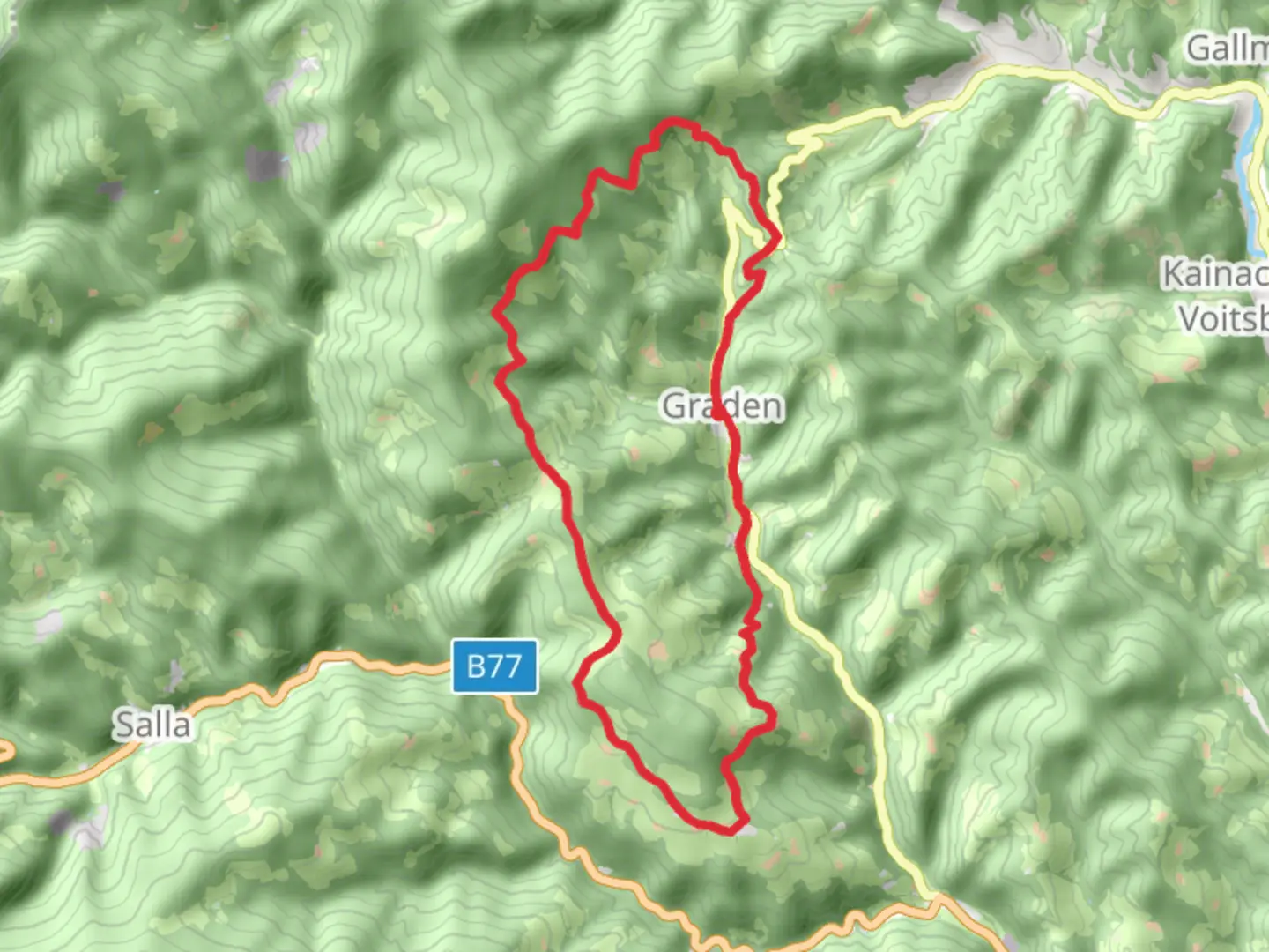 An image depicting the trail Kern - Buam Panoramic Trail and its surrounding area.