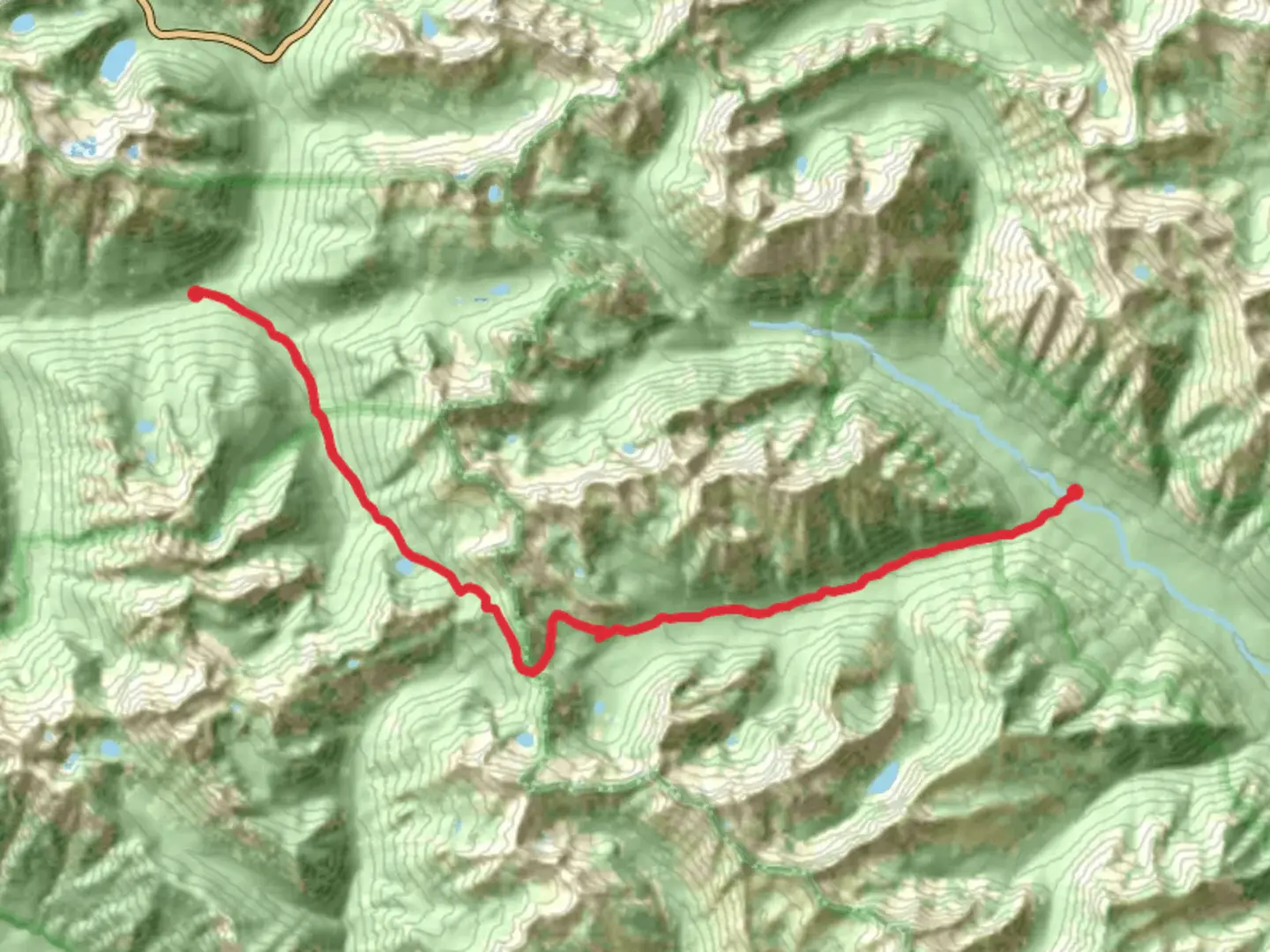 An image depicting the trail South Creek, South Pass and McAlester Lake Trail and its surrounding area.