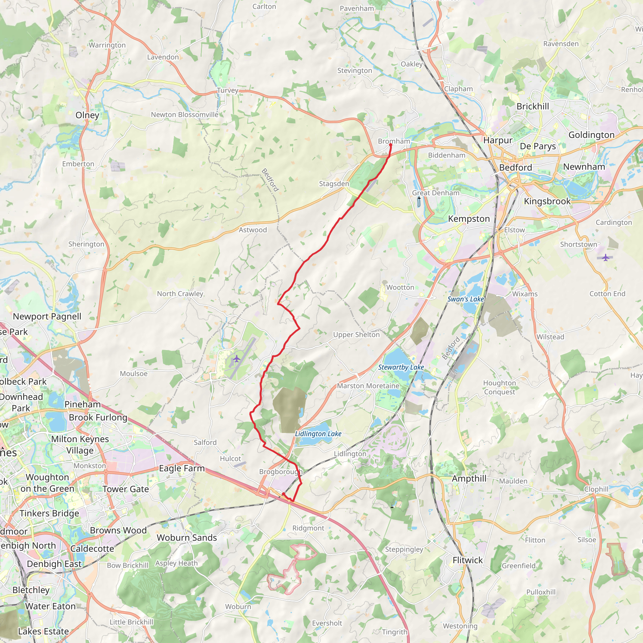 Ridgmont to Bromham Walk mobile static map
