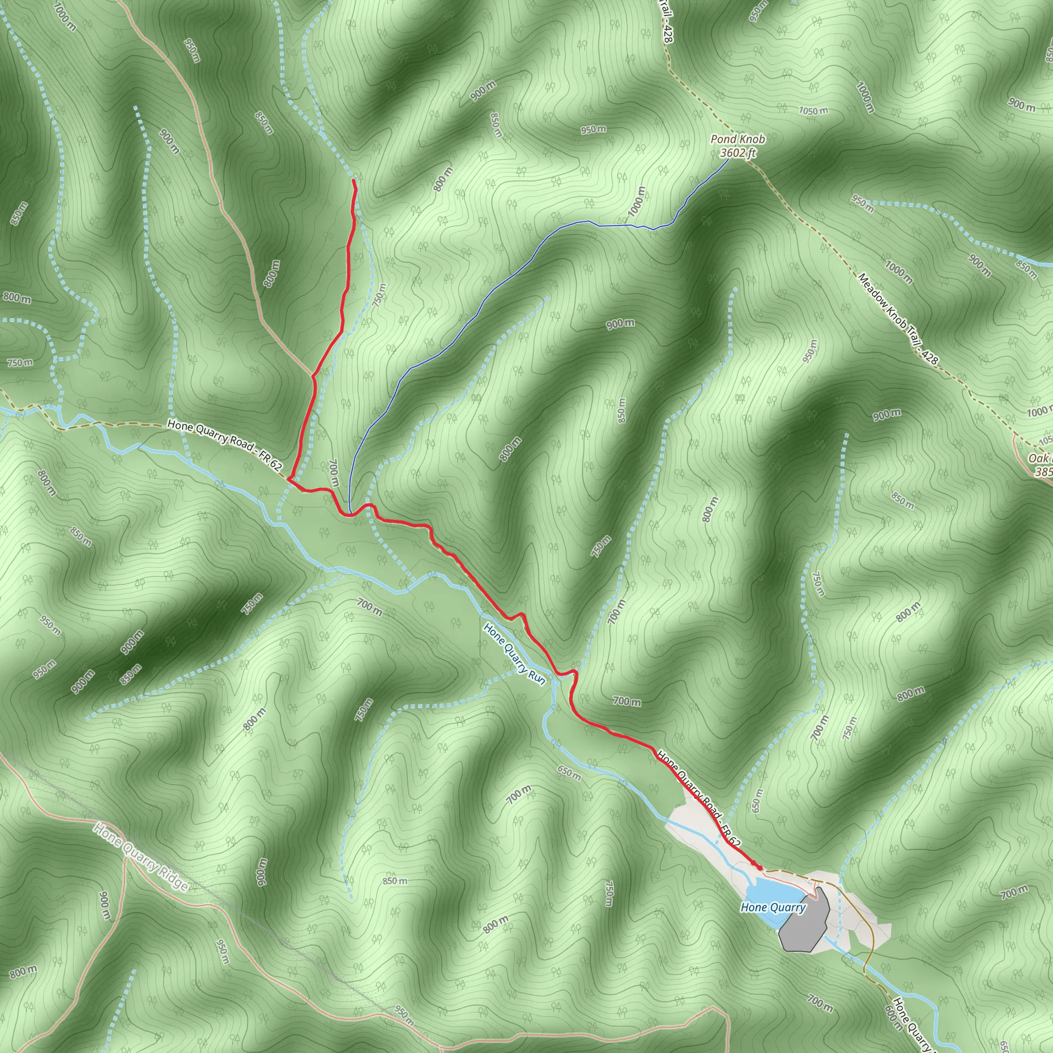 Slate Springs Trail via Hone Quarry mobile static map