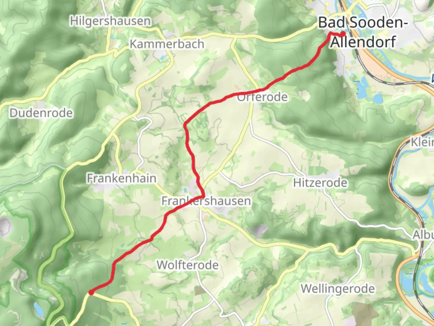 An image depicting the trail Bad Sooden Allendorf to Homburgslinde via Saelzerweg 3 and its surrounding area.